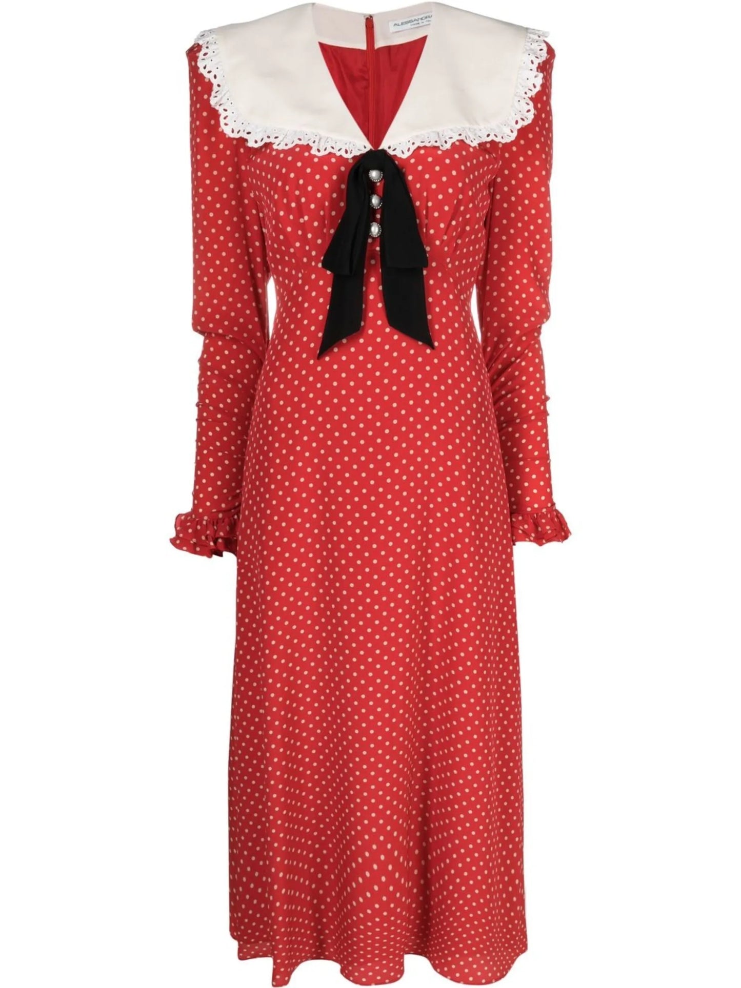 polka-dot print midi dress