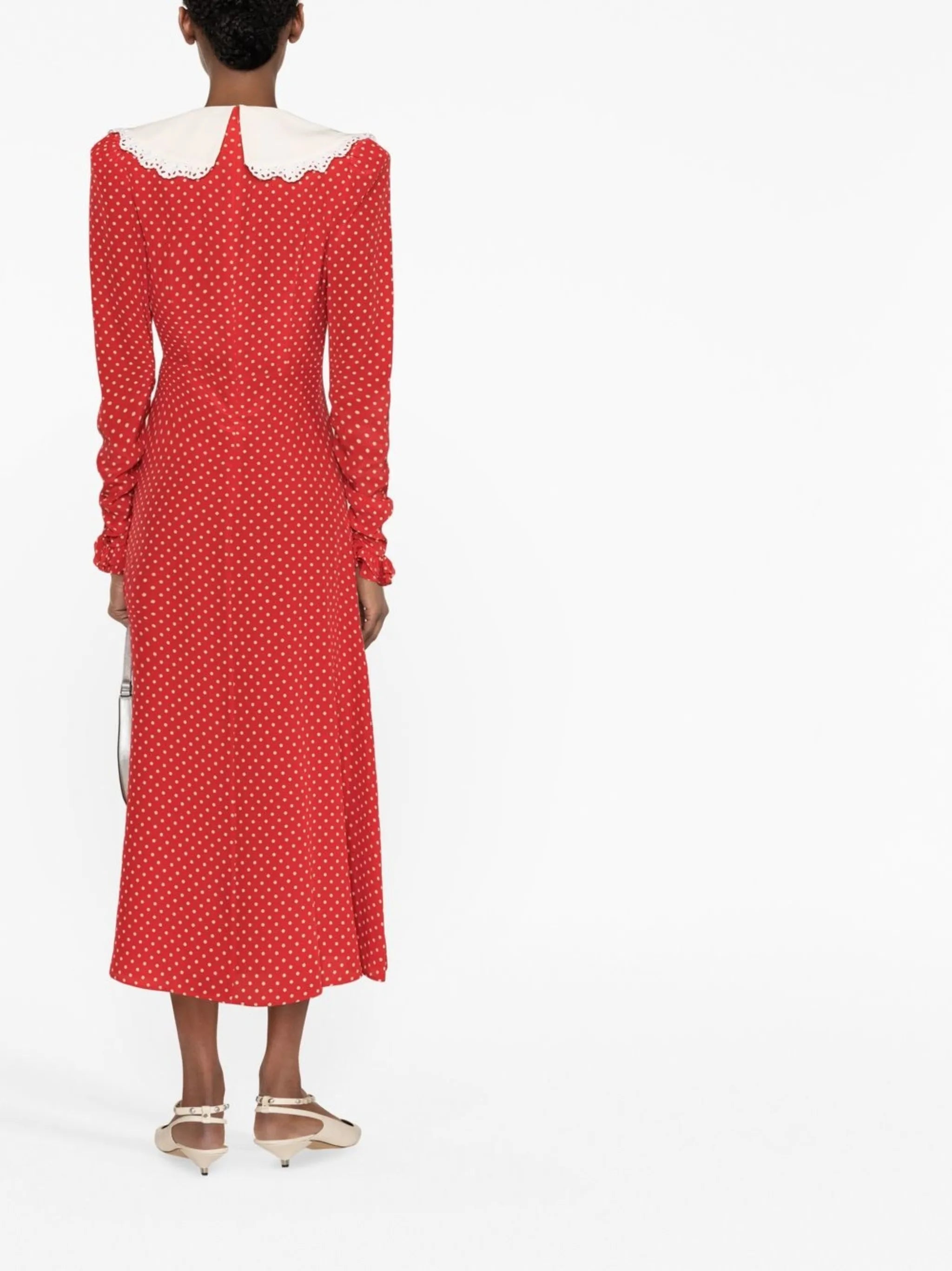 polka-dot print midi dress