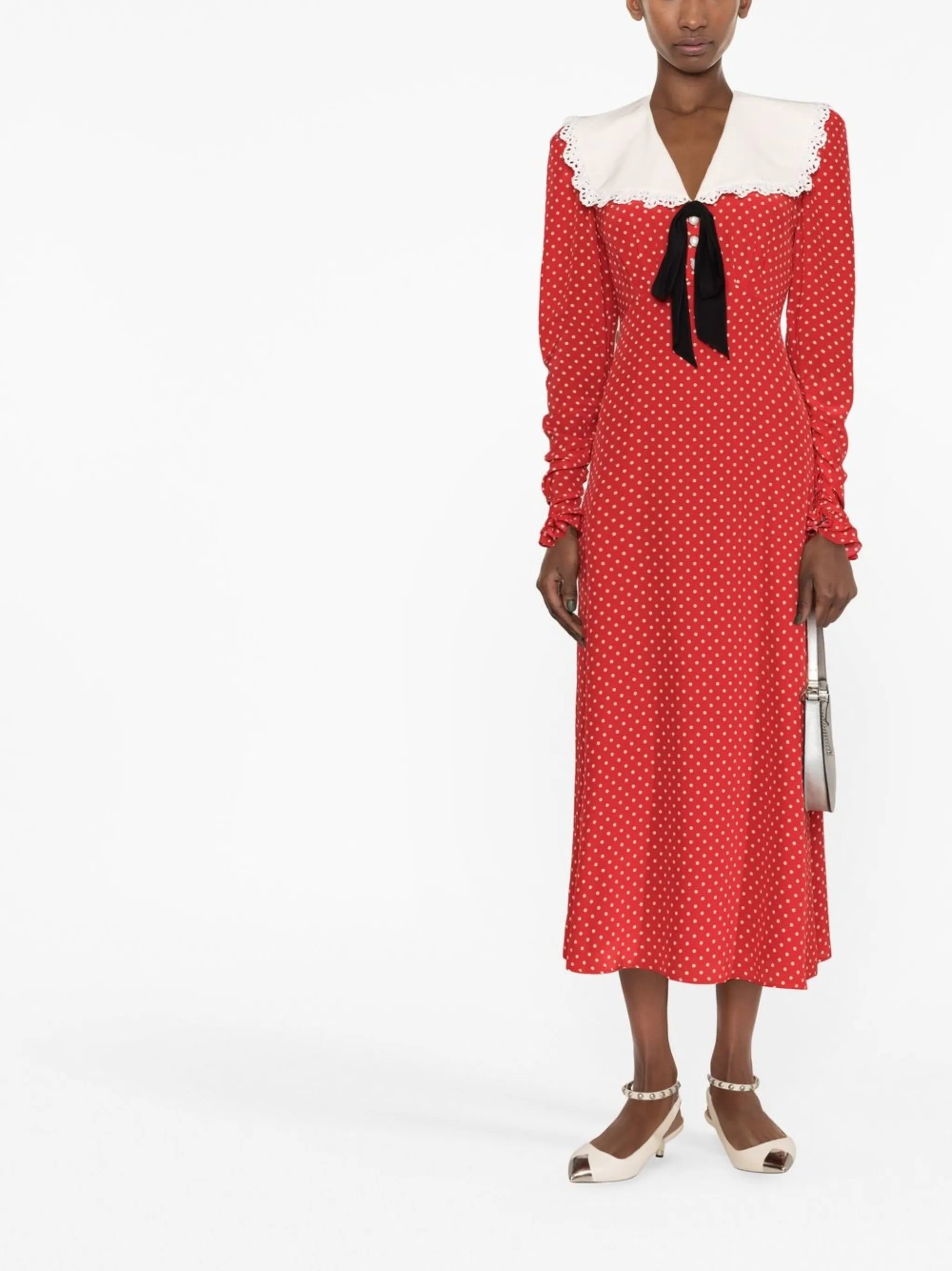 polka-dot print midi dress