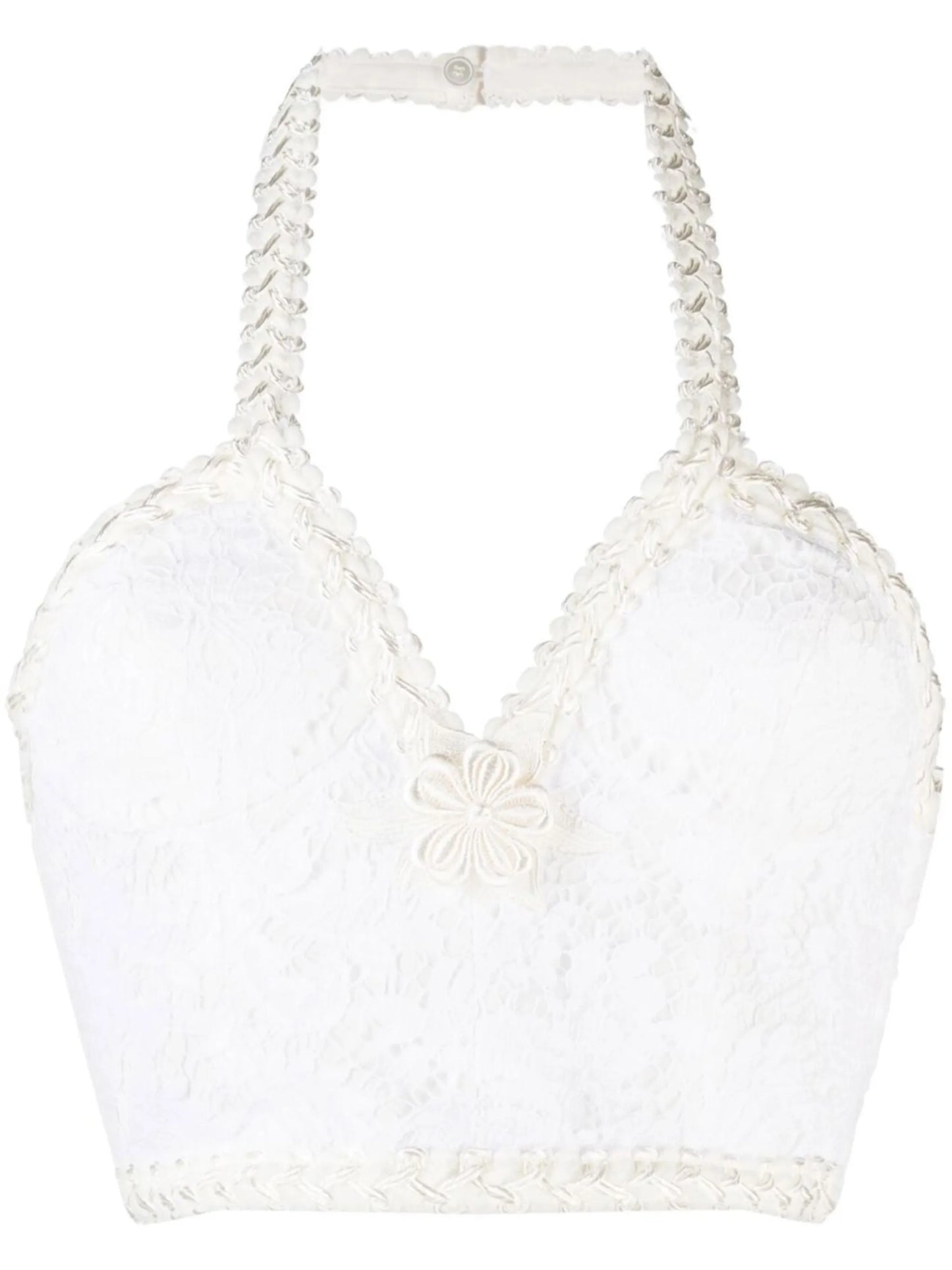 lace-panel halterneck top
