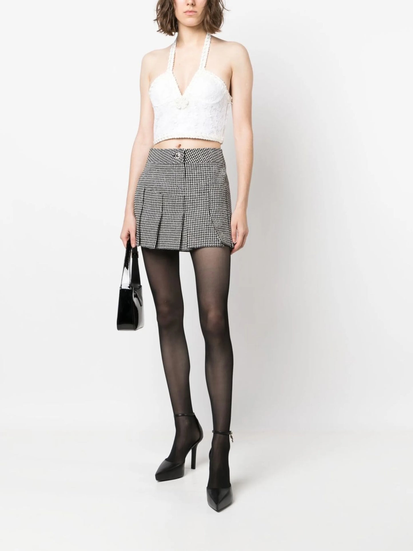 lace-panel halterneck top