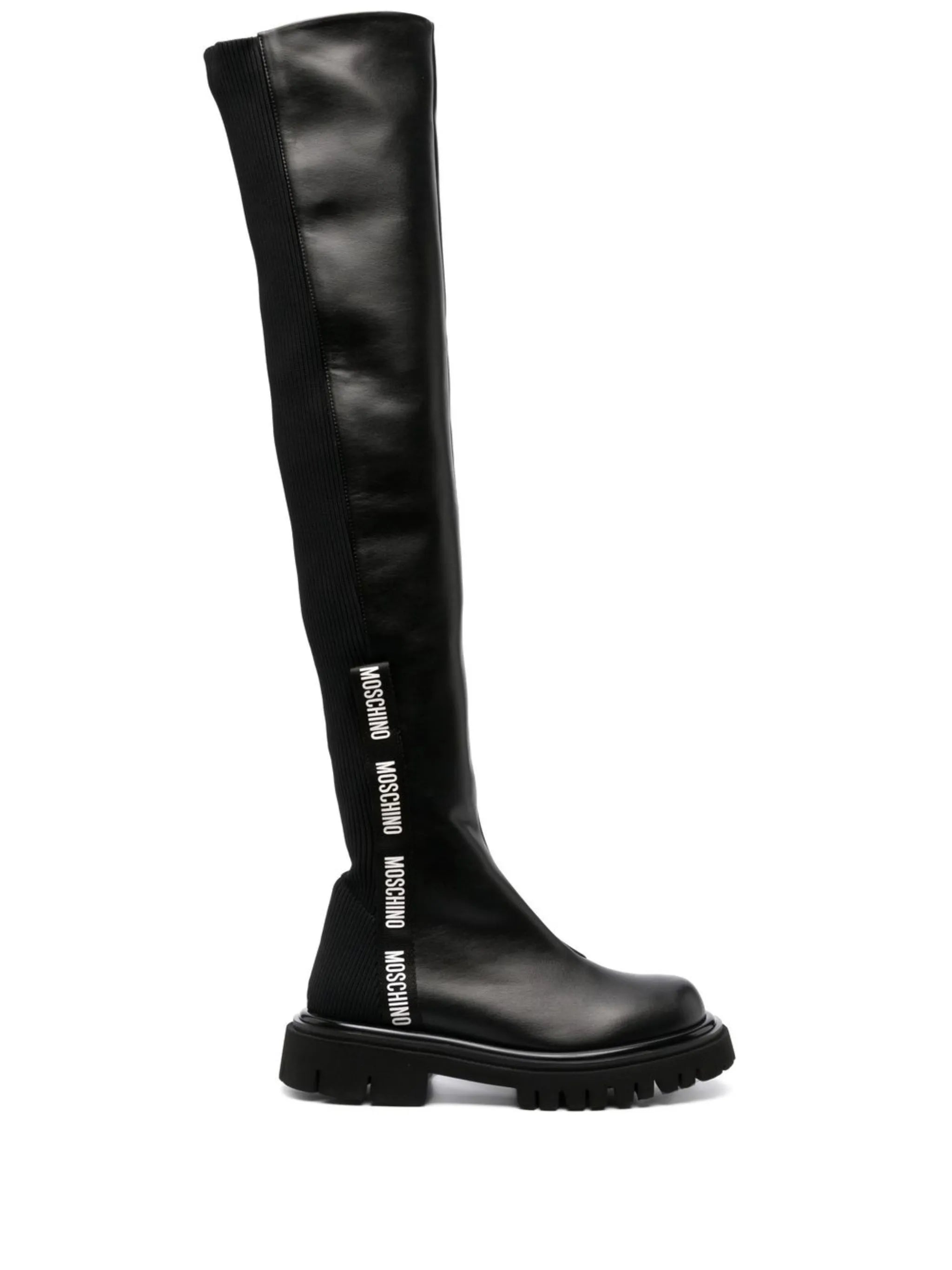 logo-print above-knee length boots