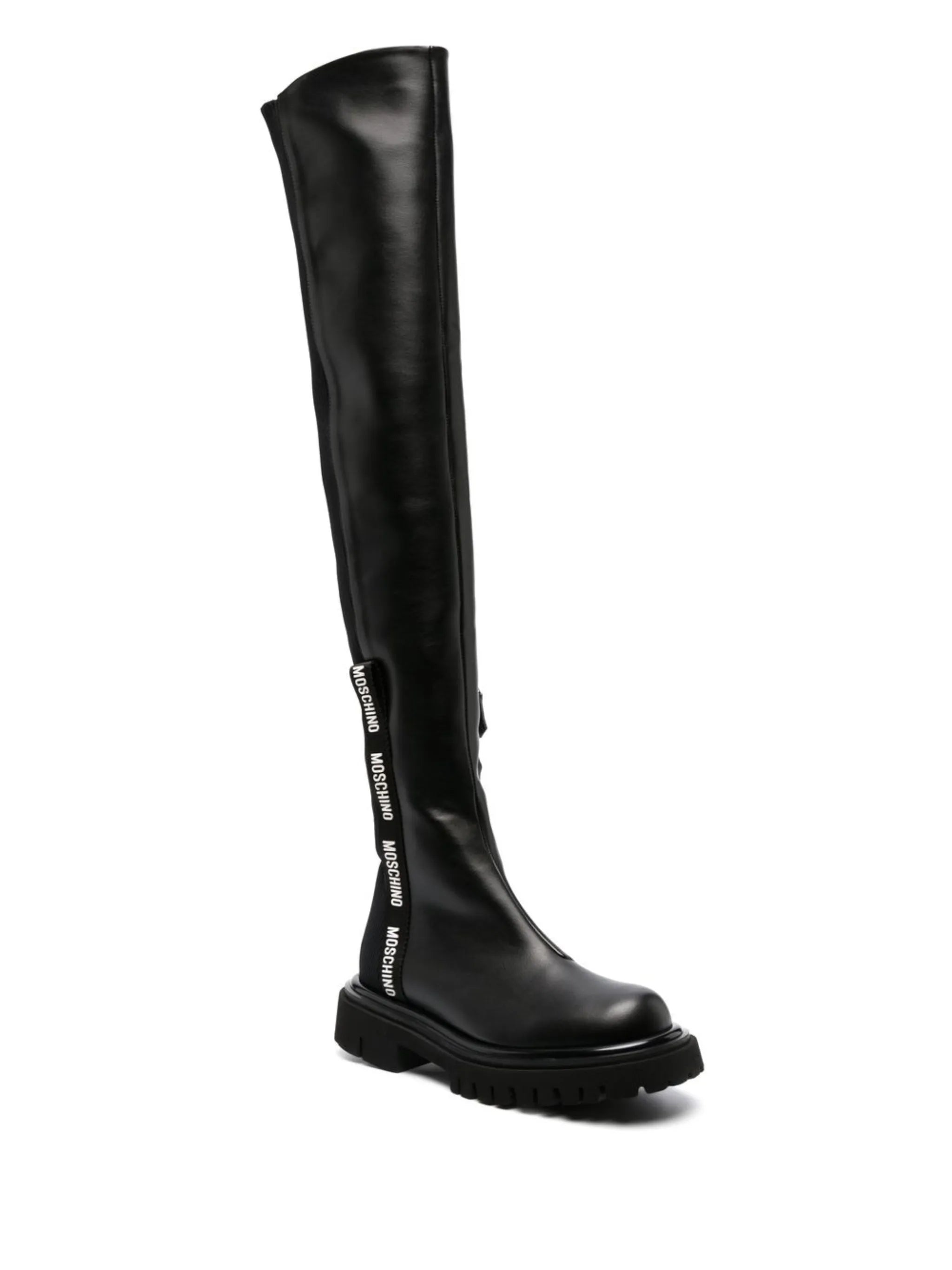 logo-print above-knee length boots