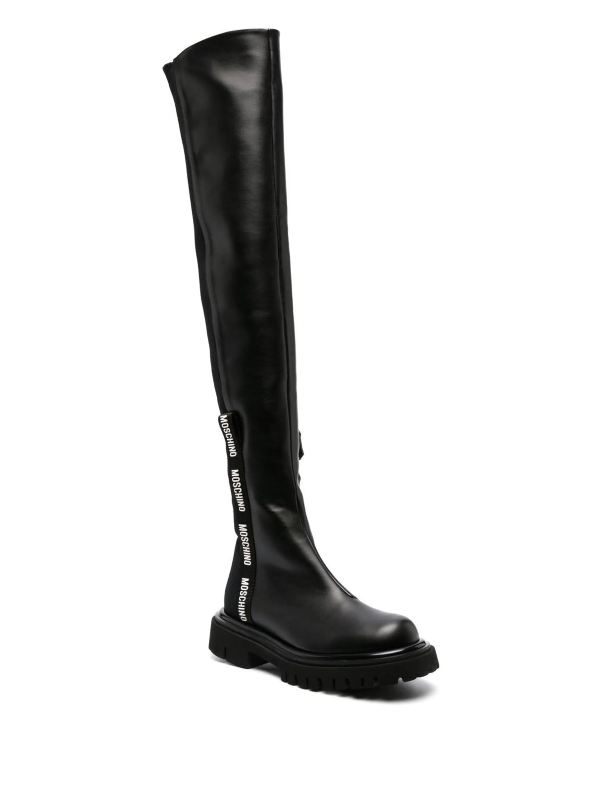 logo-print above-knee length boots