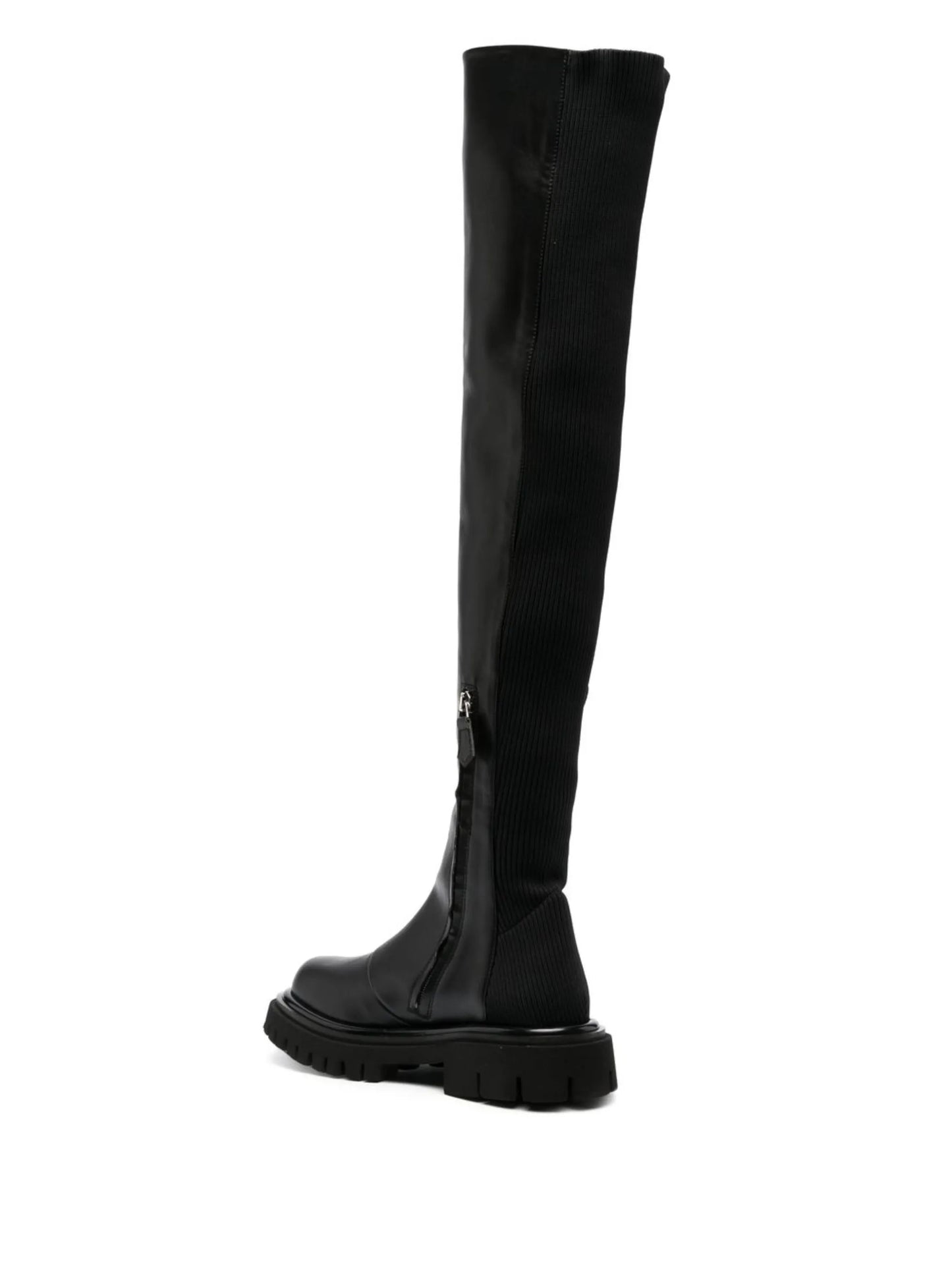 logo-print above-knee length boots