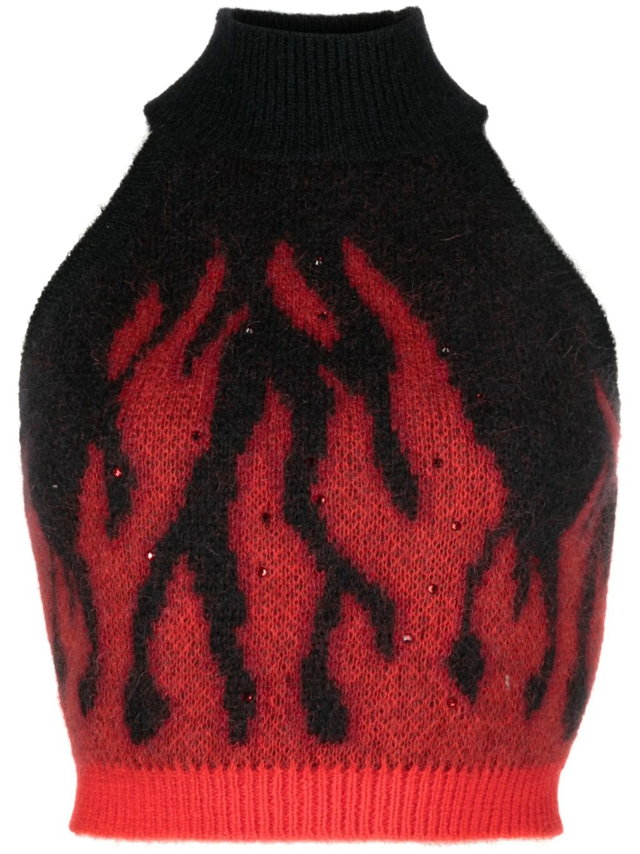 intarsia-knit sleeveless cropped jumper