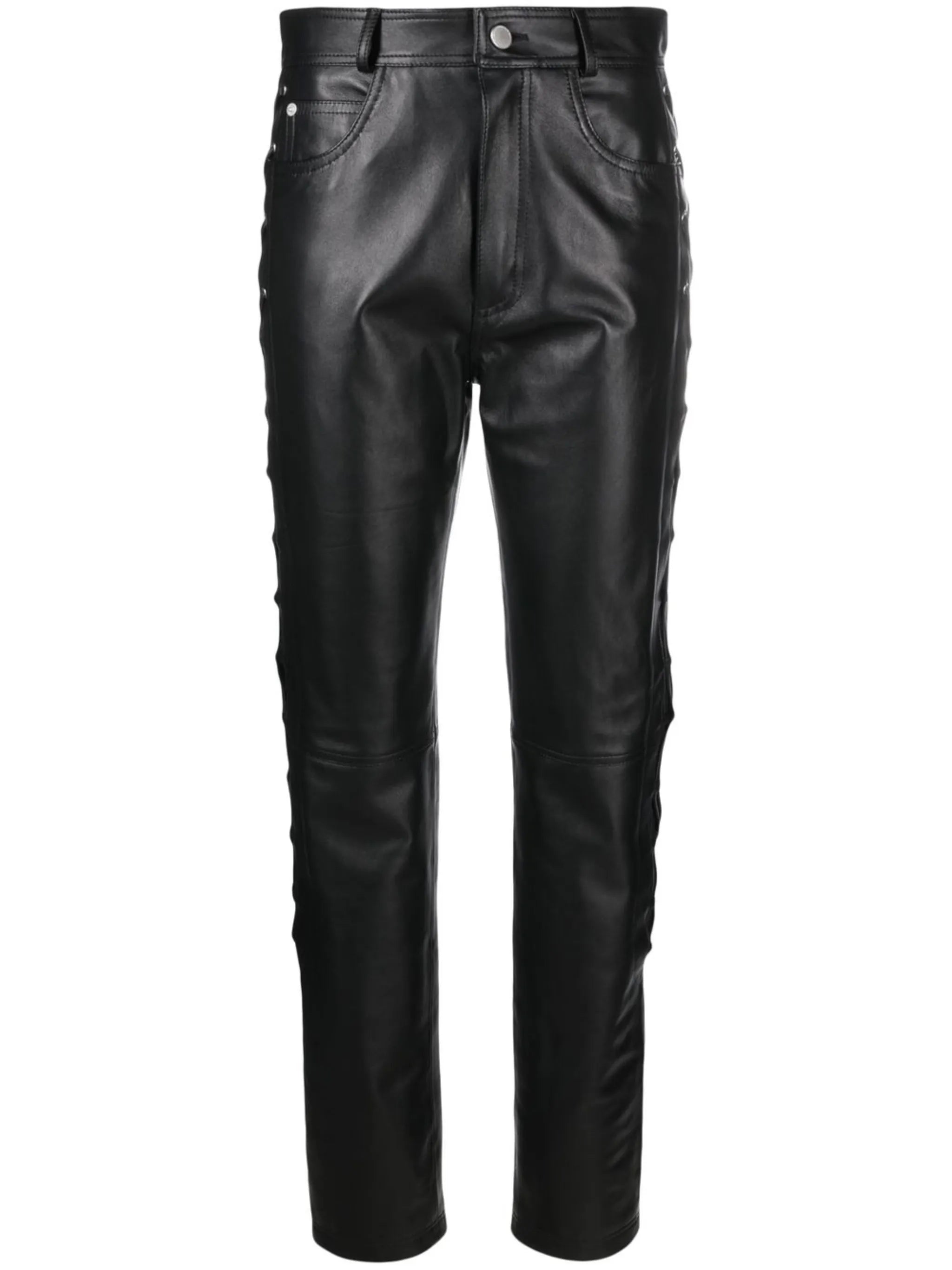 lace-detail leather trousers