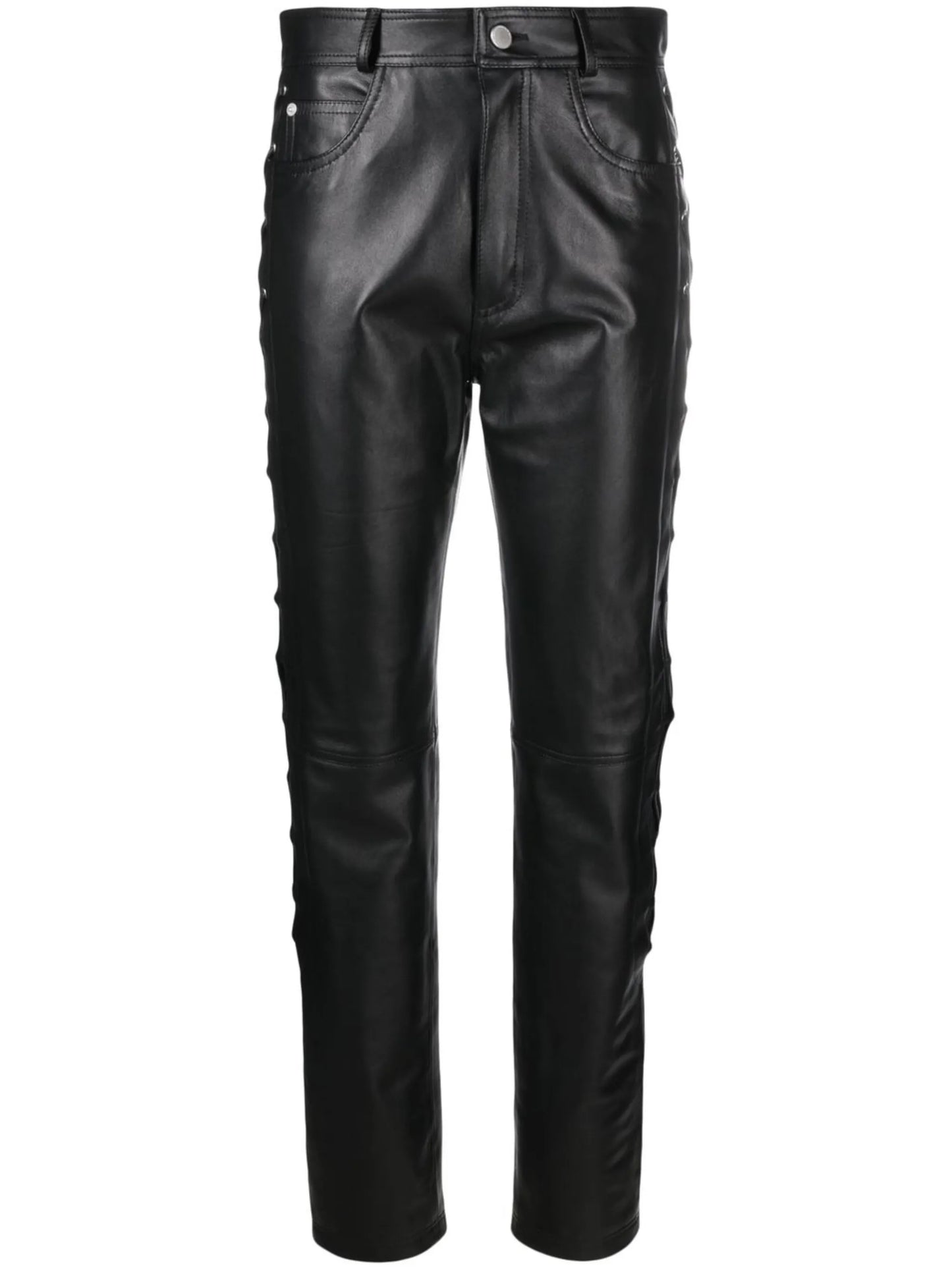 lace-detail leather trousers
