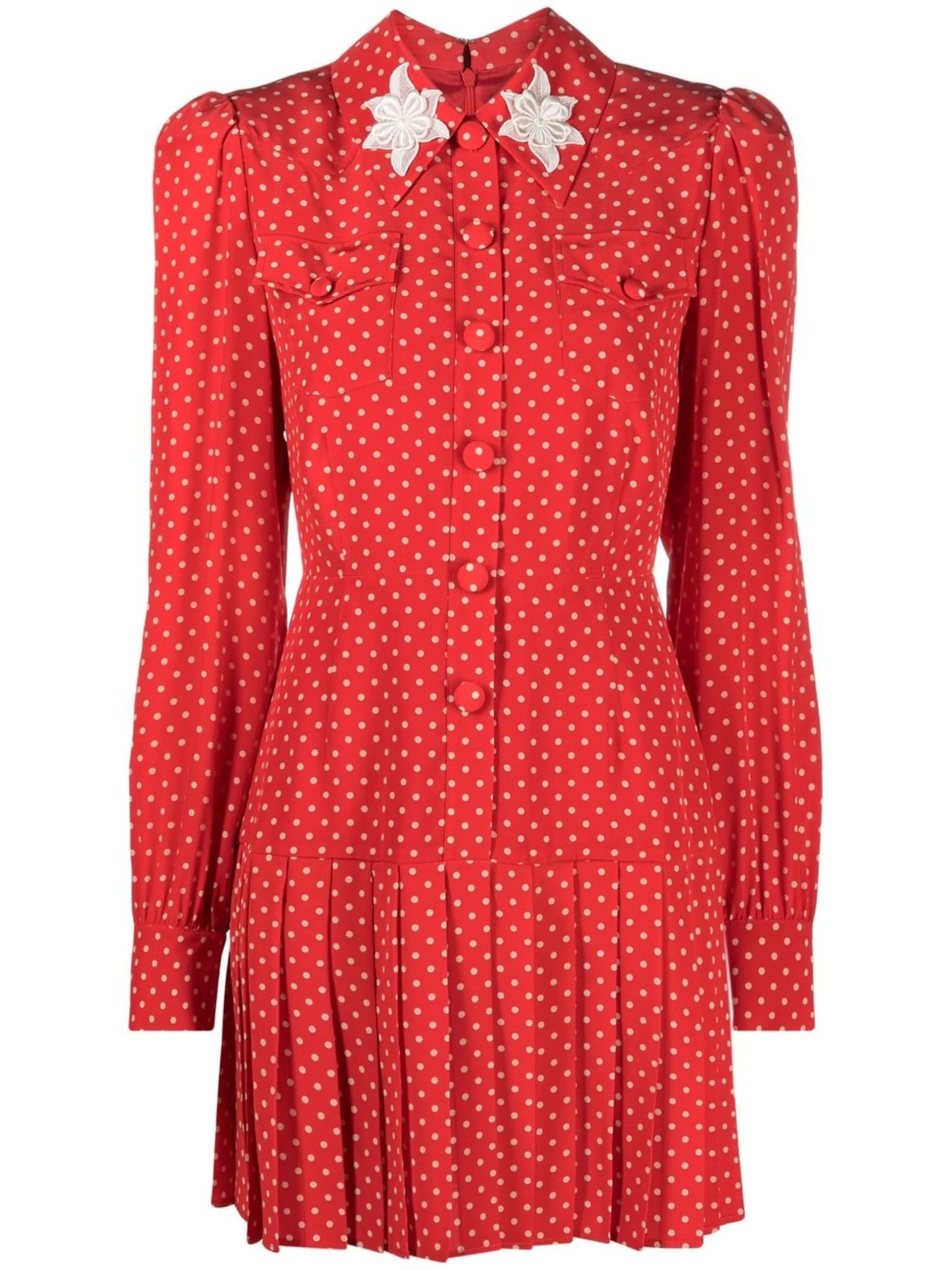polka-dot silk minidress