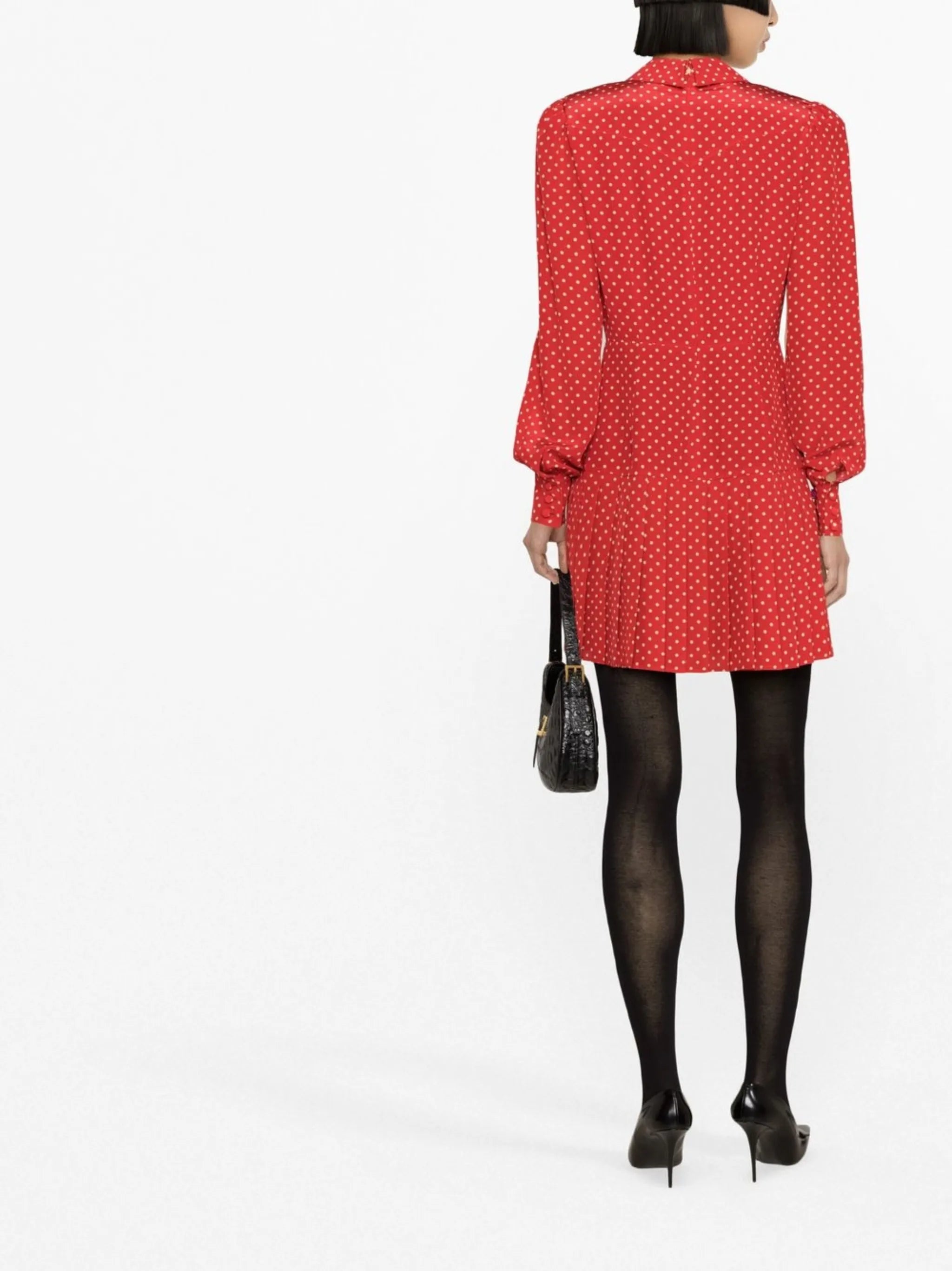 polka-dot silk minidress