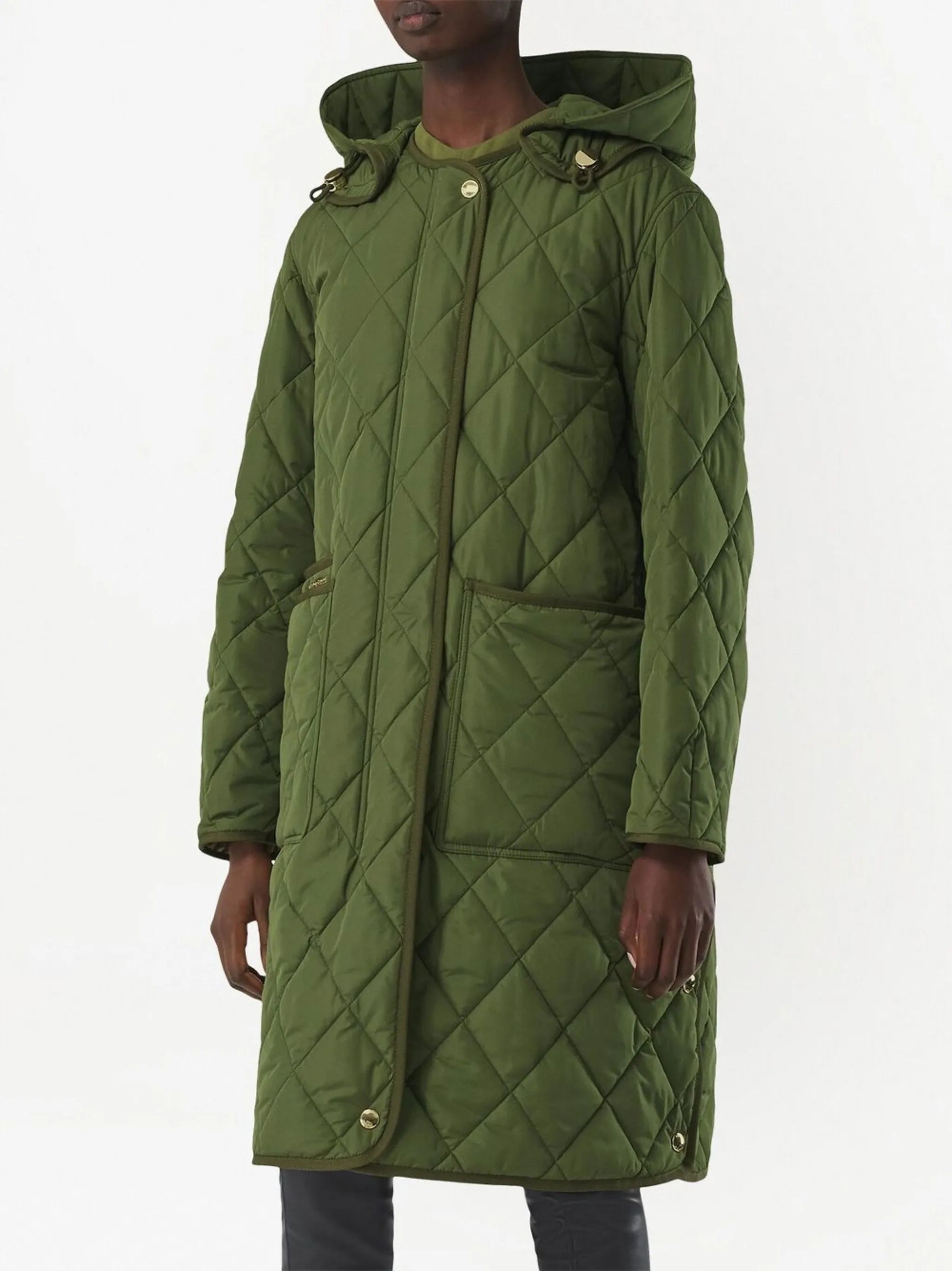 diamond-quilted coat