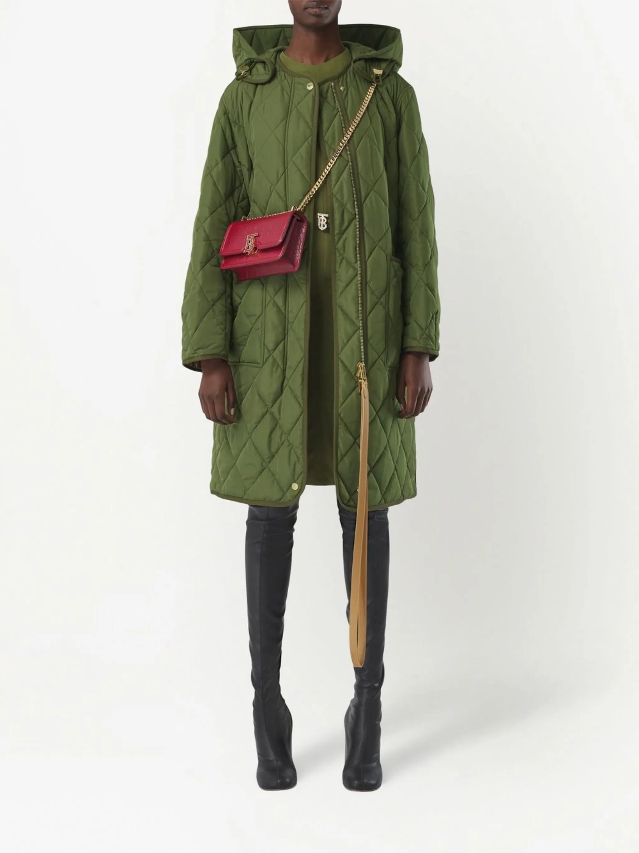 diamond-quilted coat