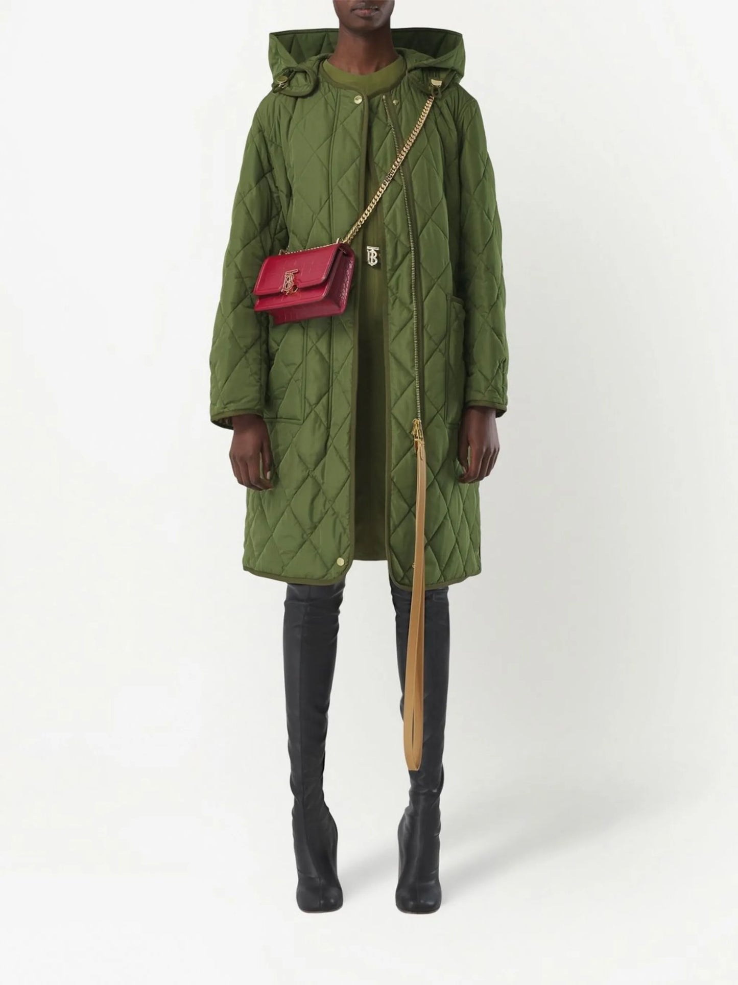 diamond-quilted coat