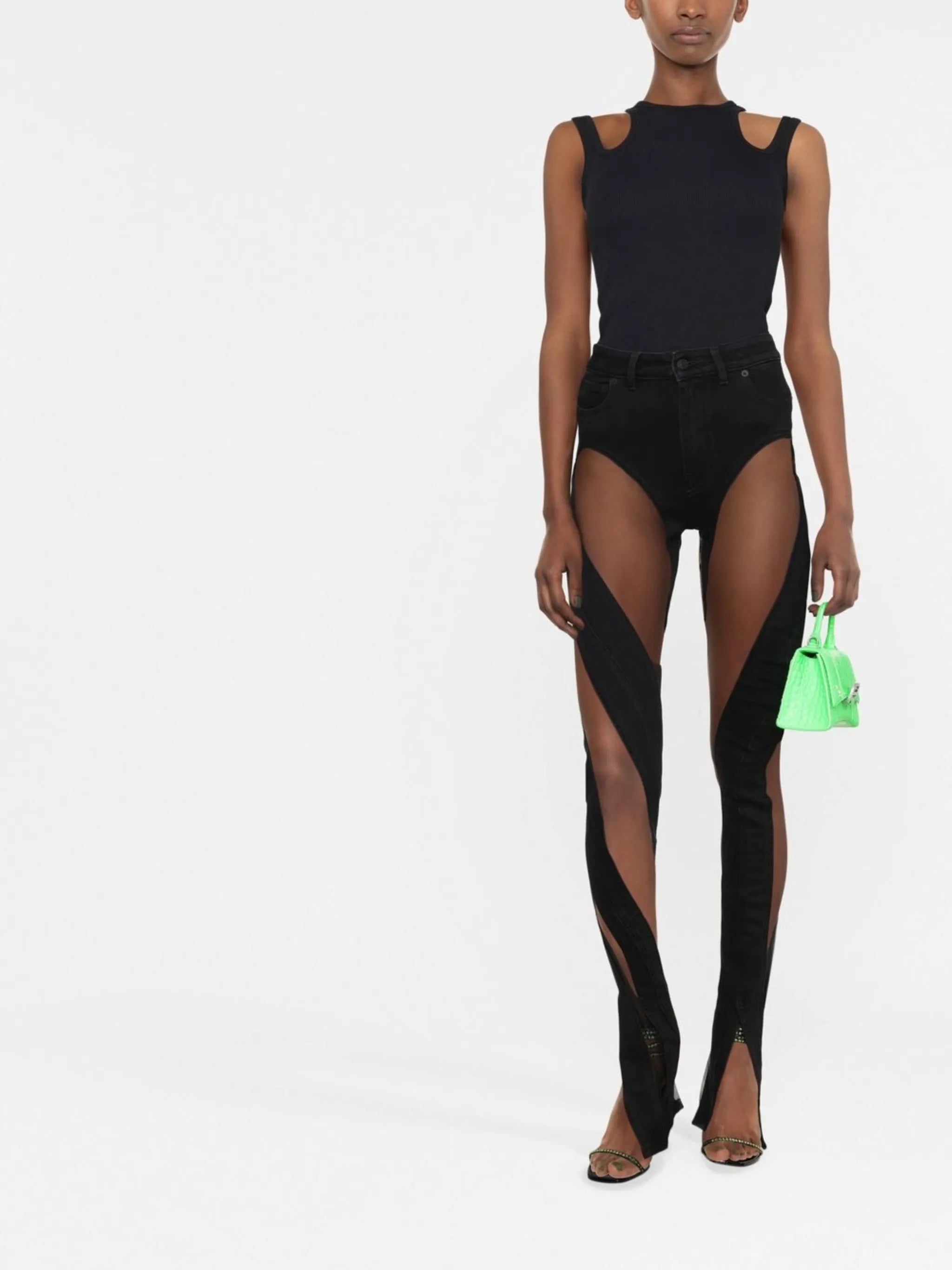 sheer-panel leggings