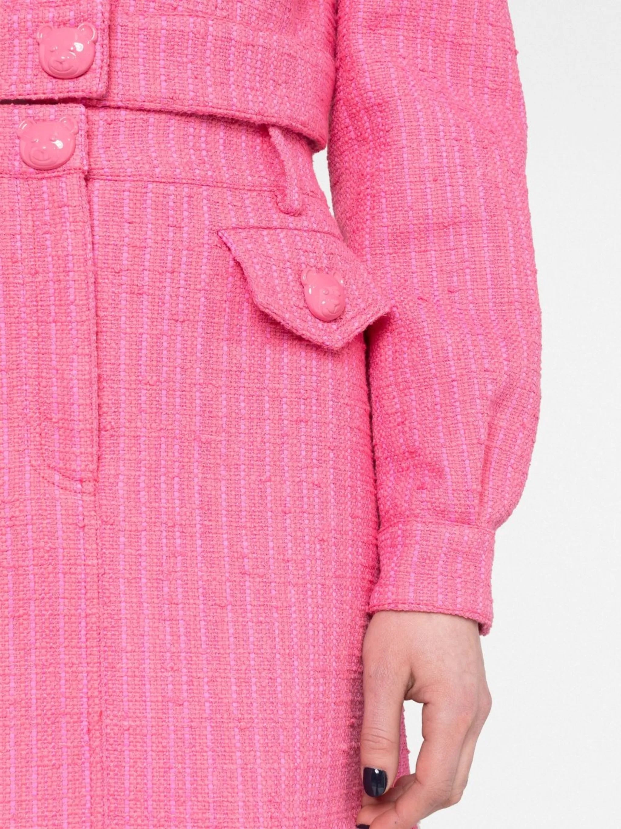 high-waisted tweed skirt