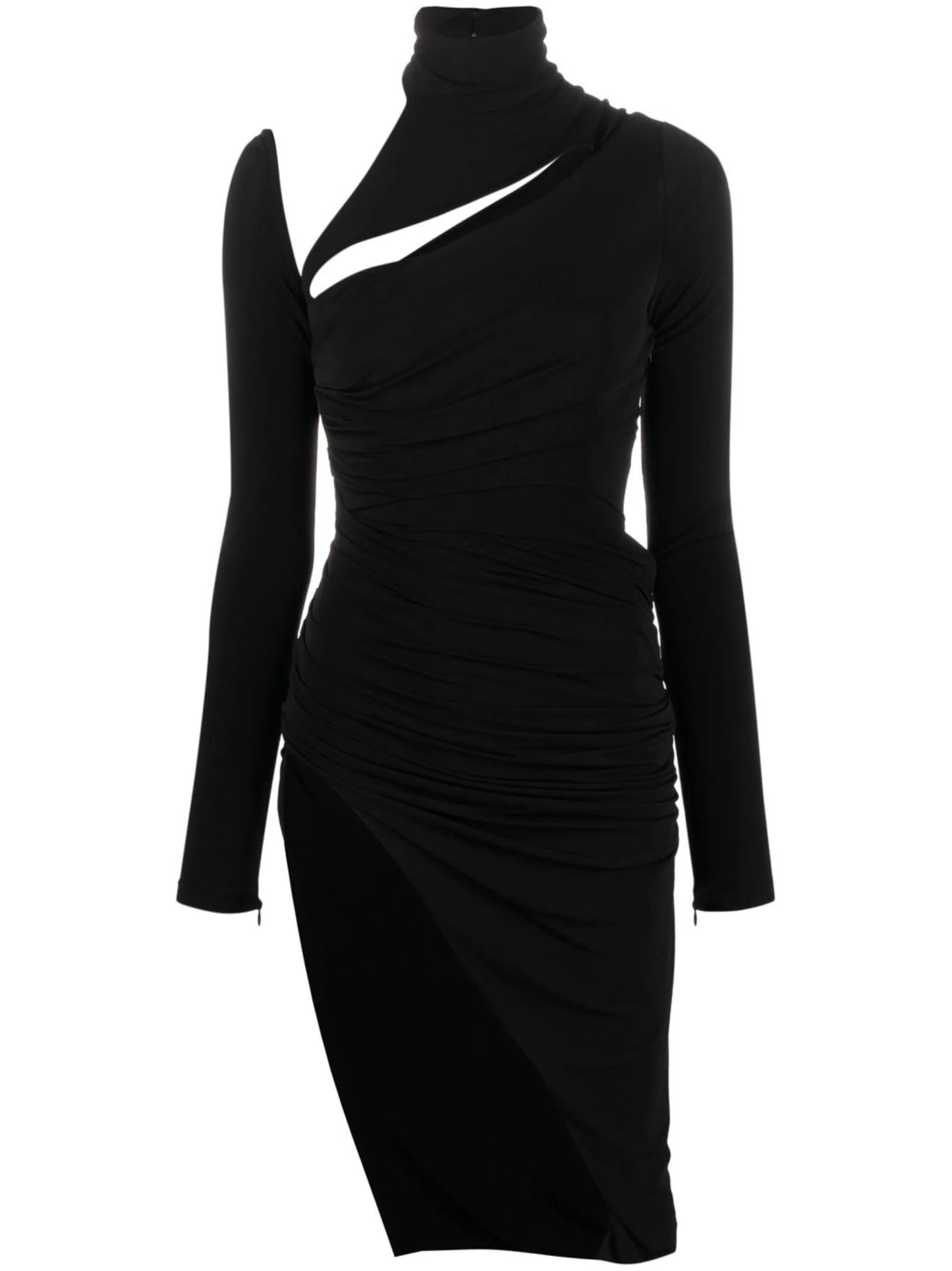 asymmetric-design long-sleeve dress