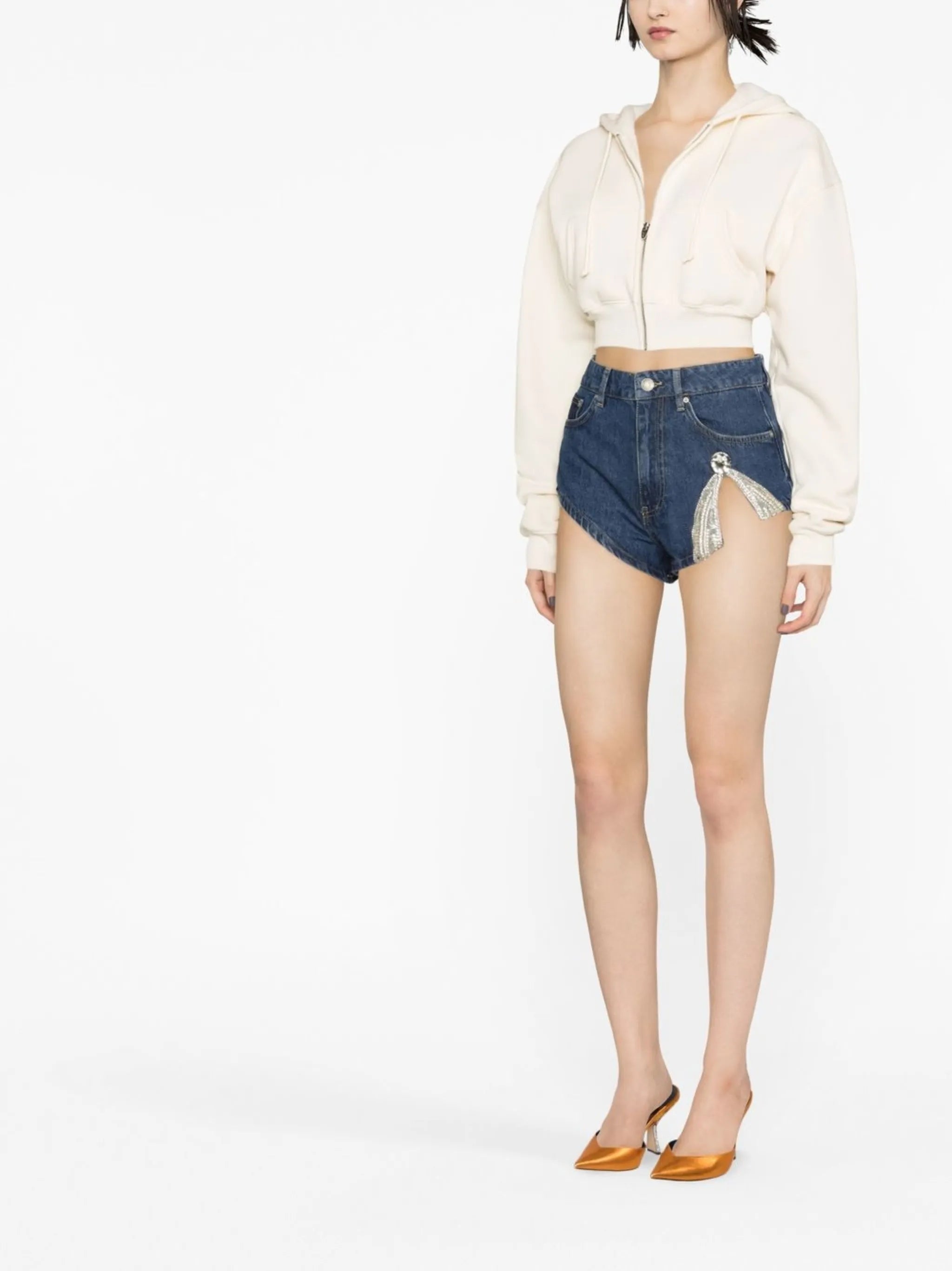 high cut denim shorts