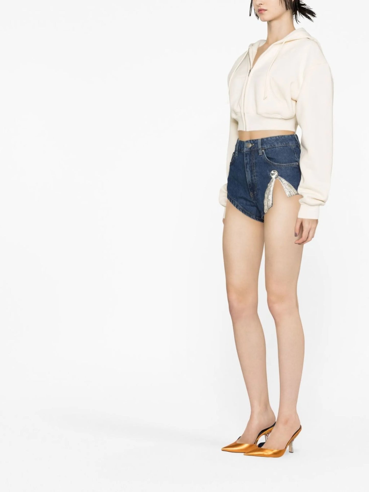 high cut denim shorts