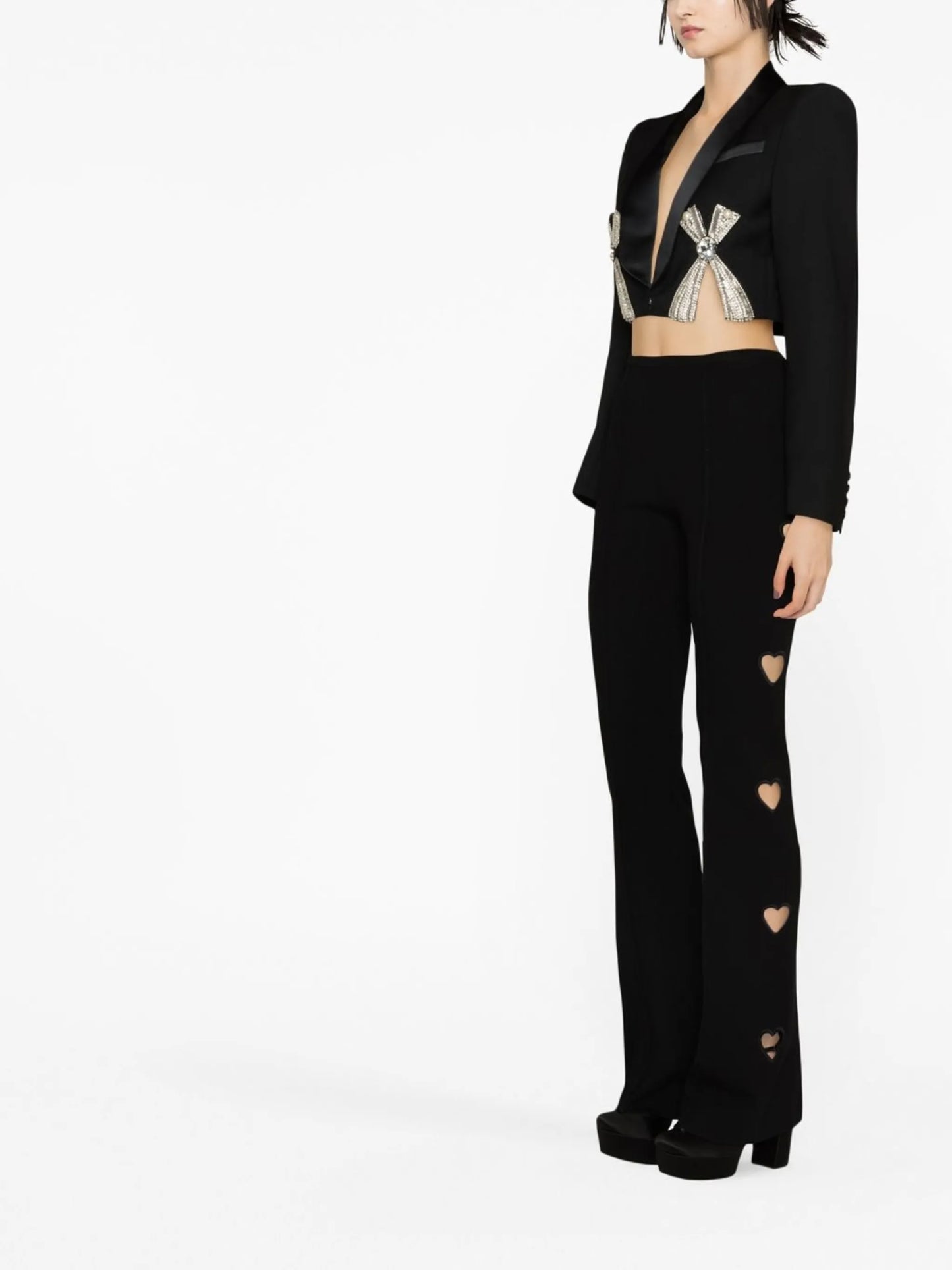 bow-detail crop blazer