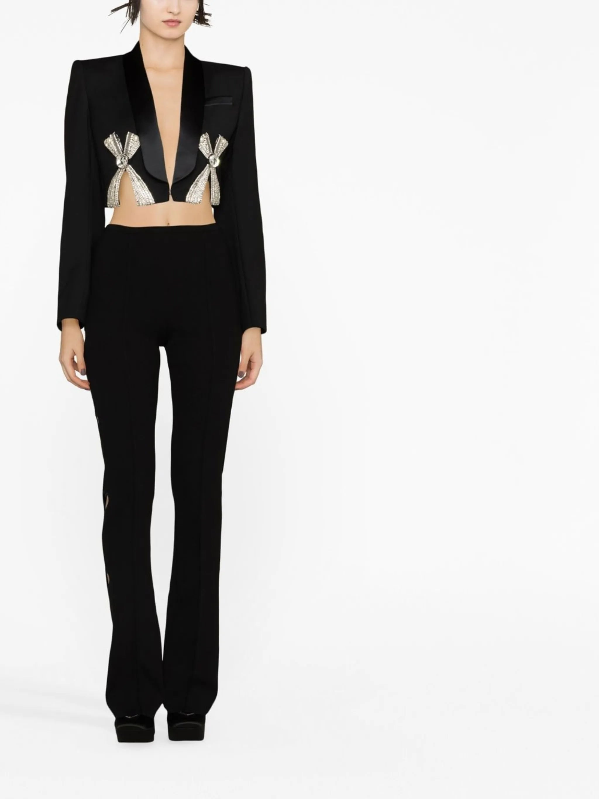bow-detail crop blazer