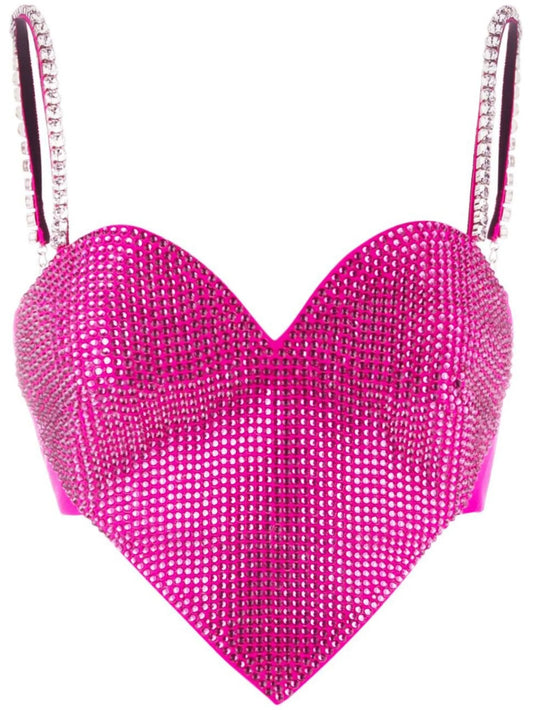 crystal heart crop top