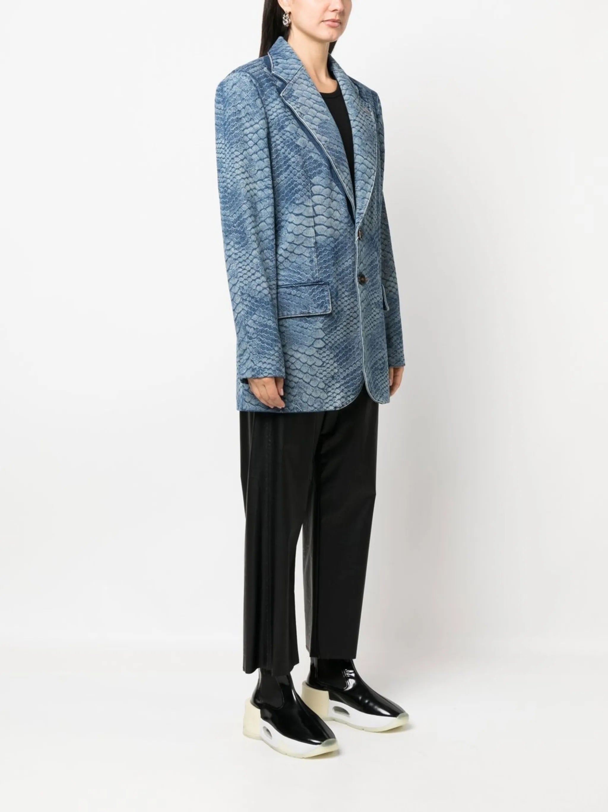 snakeskin-print single-breasted blazer