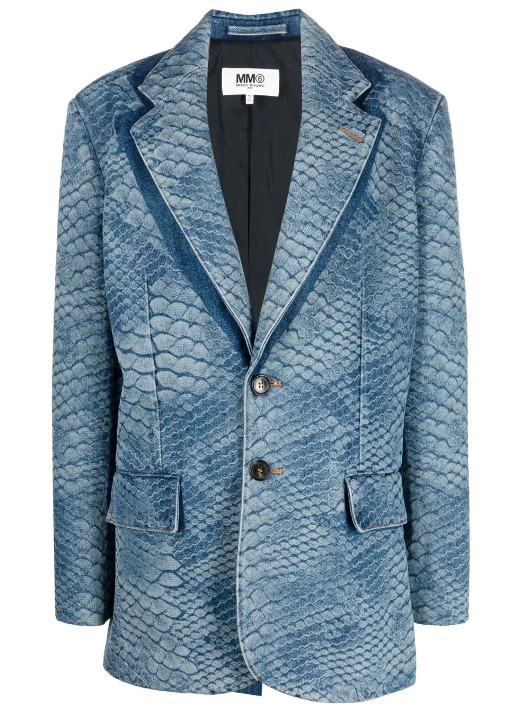 snakeskin-print single-breasted blazer