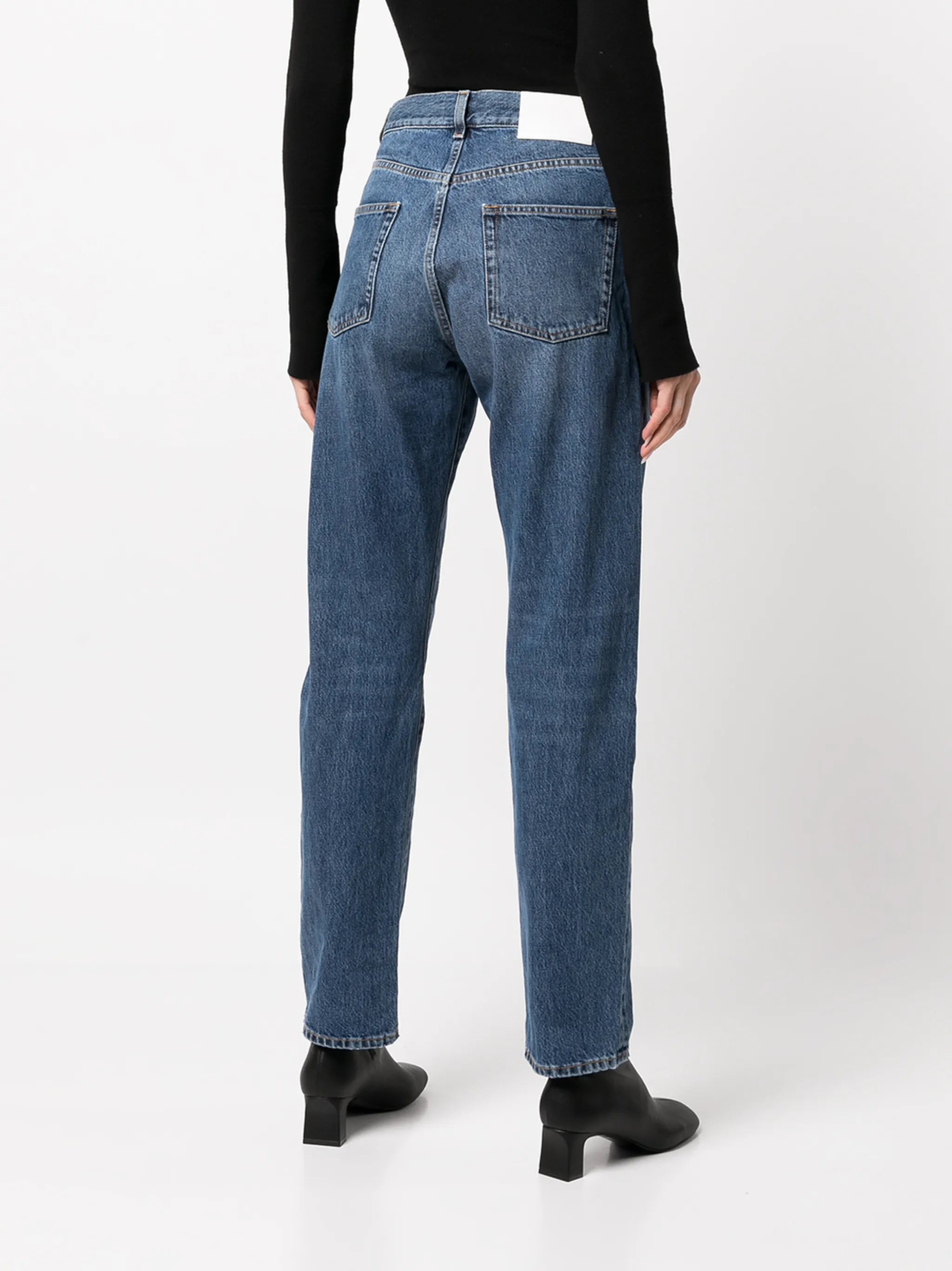 high-rise straight-leg jeans