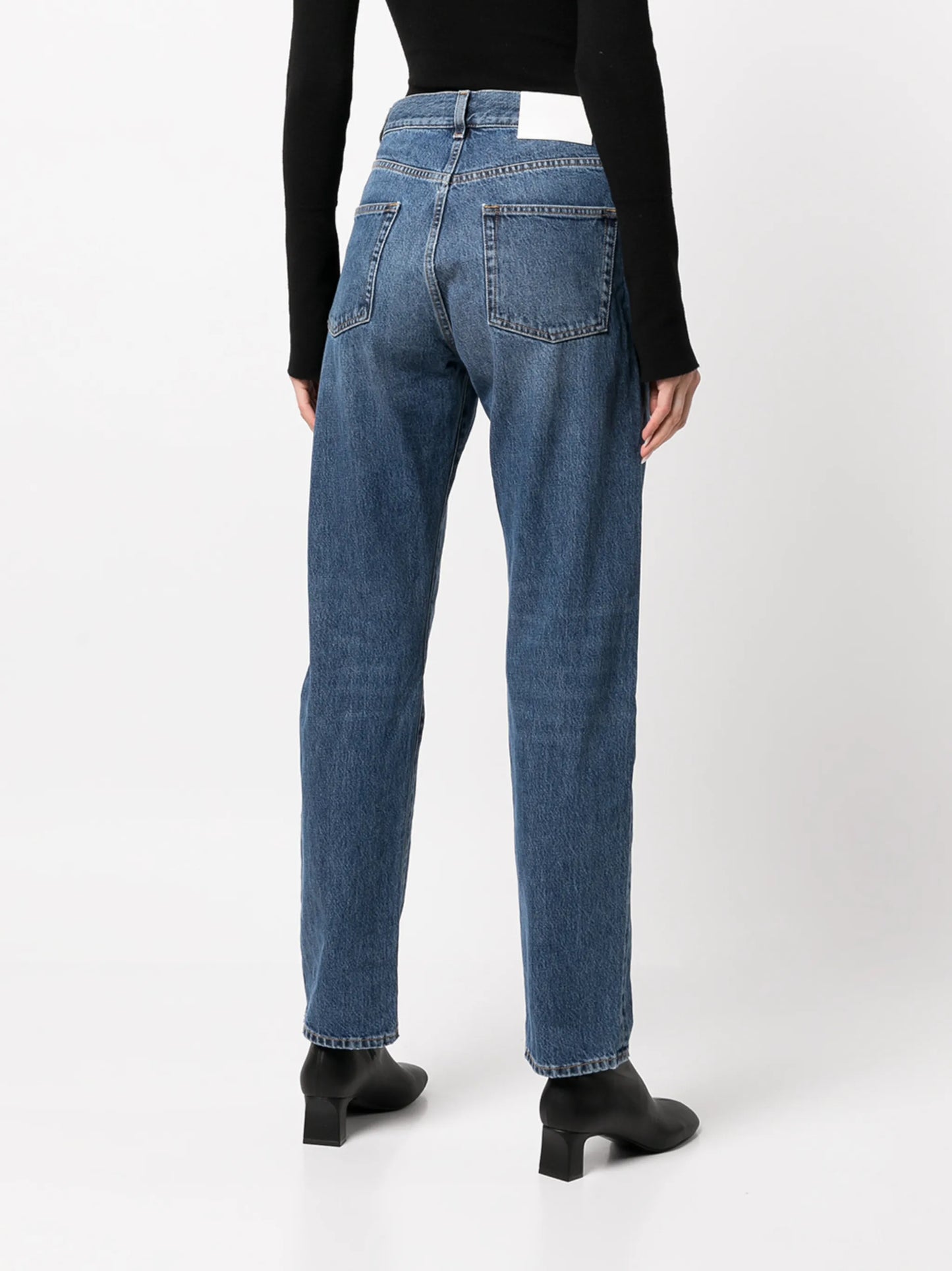 high-rise straight-leg jeans