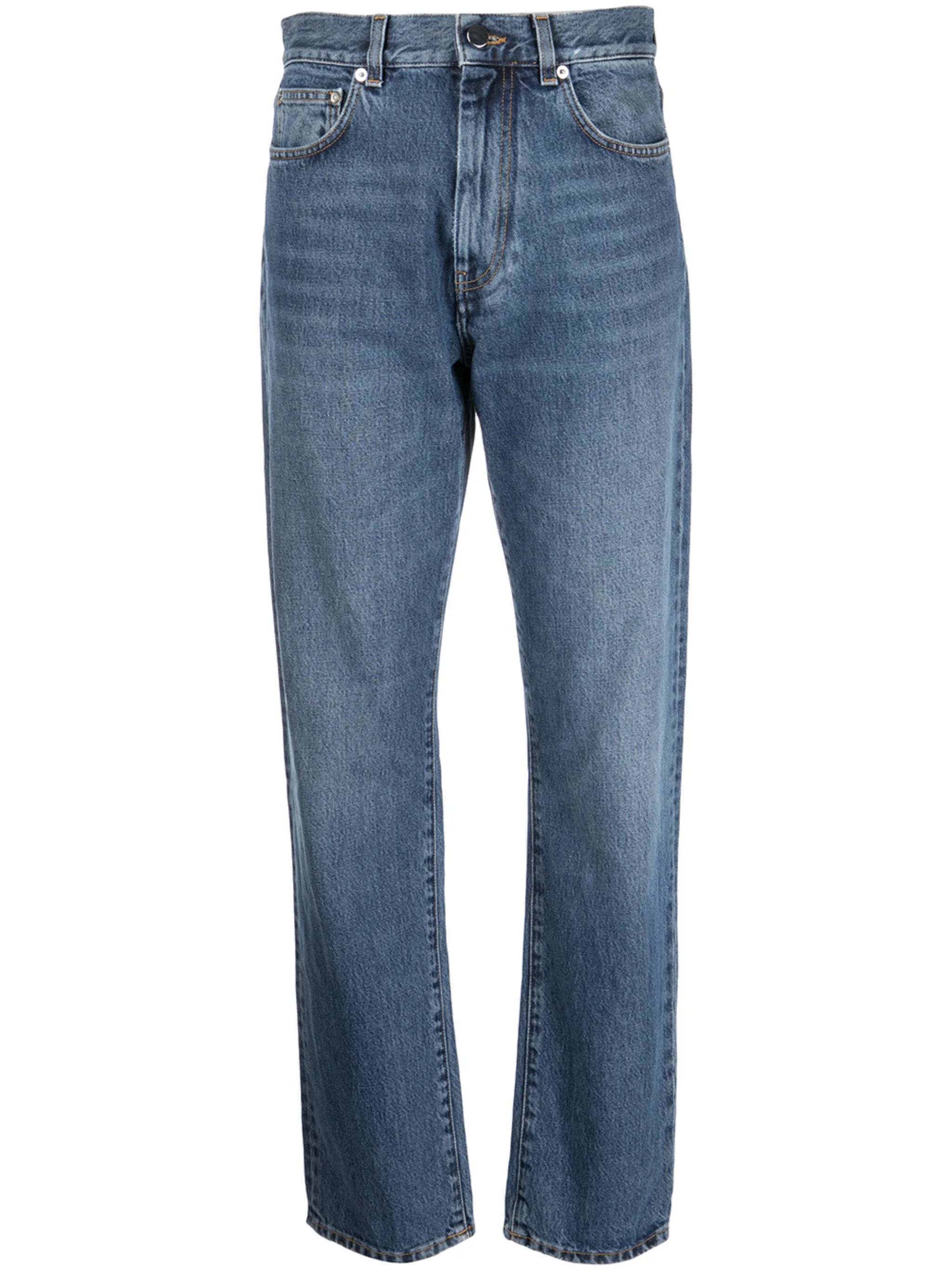 high-rise straight-leg jeans