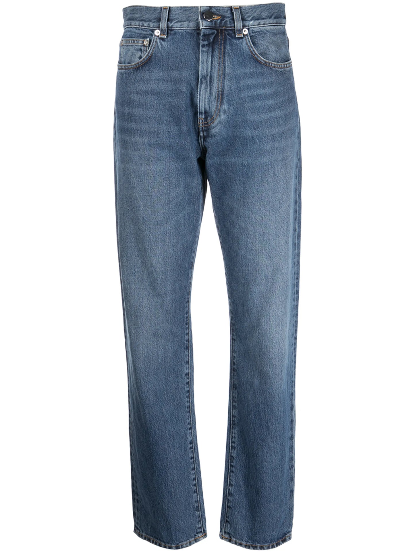 high-rise straight-leg jeans