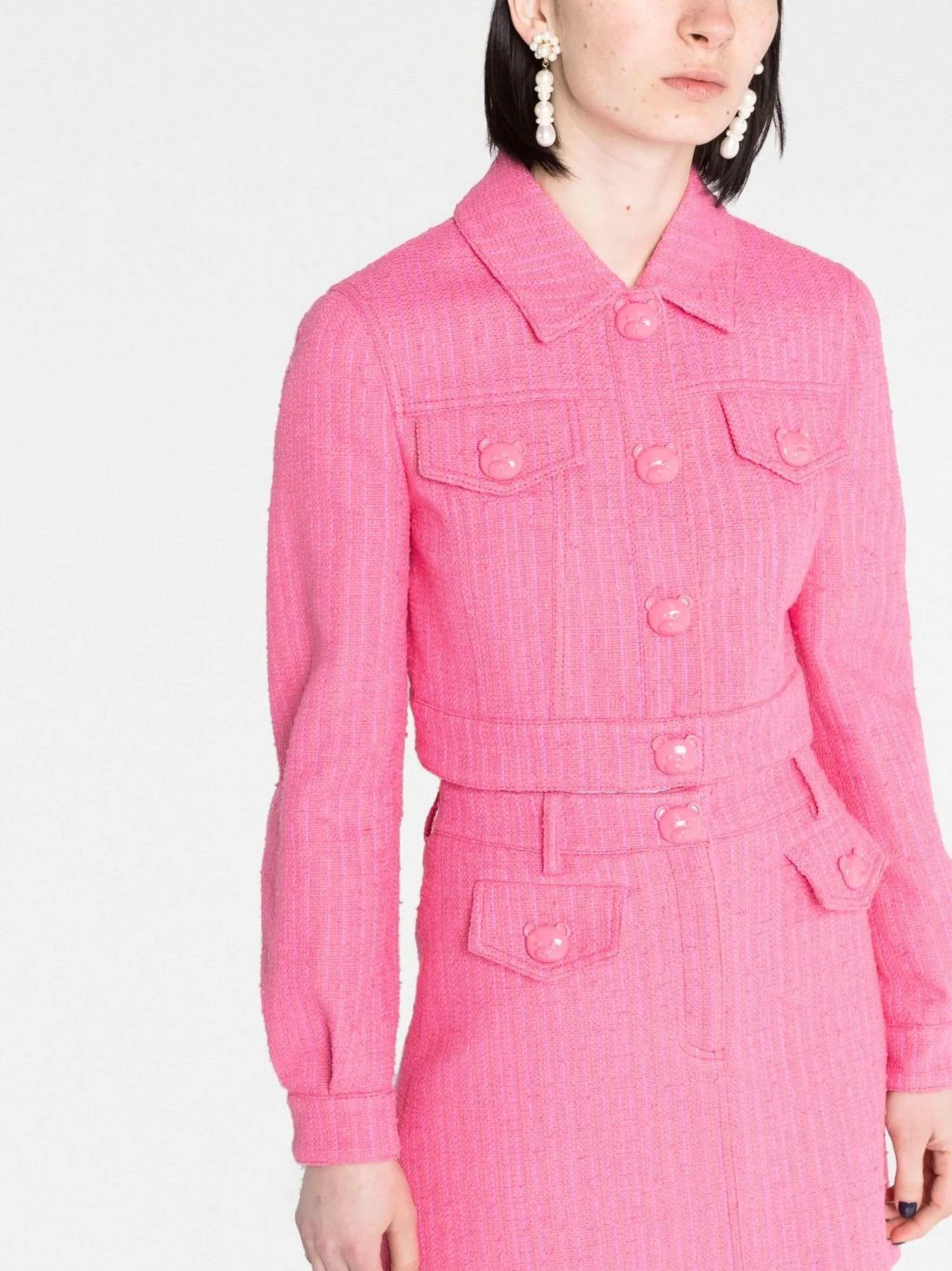Roman stud cropped tweed jacket