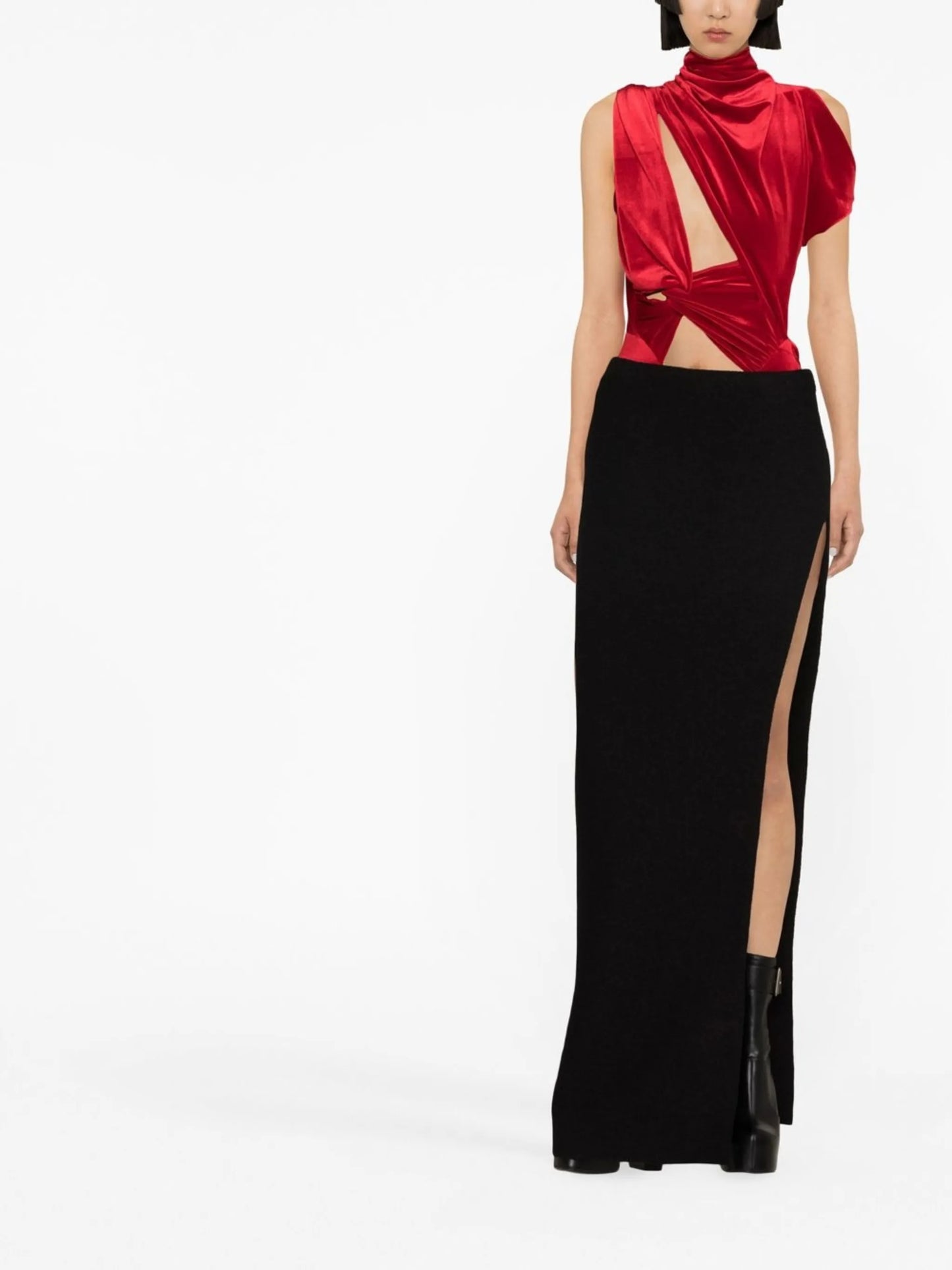 asymmetric-design sleeveless top