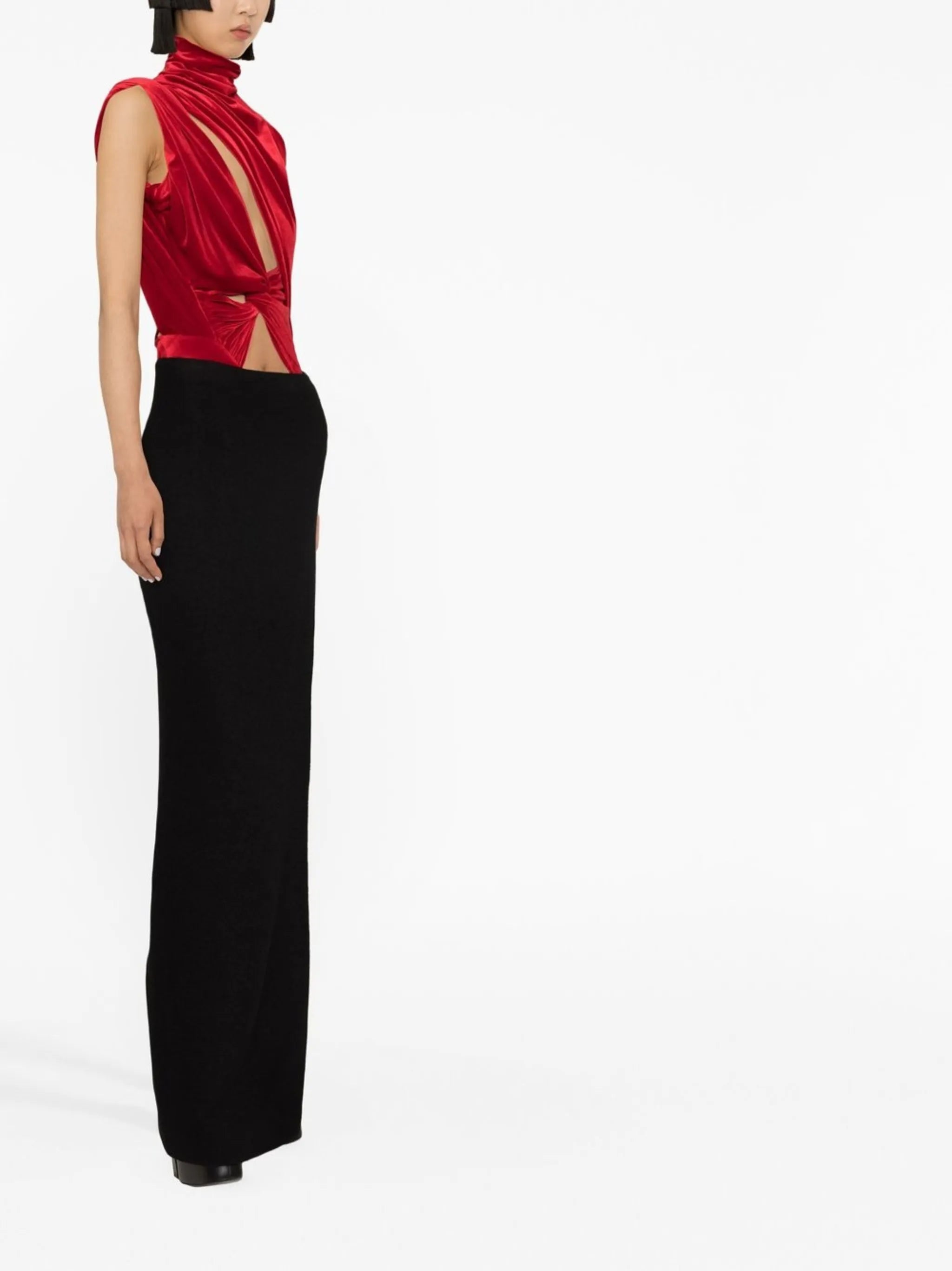 asymmetric-design sleeveless top