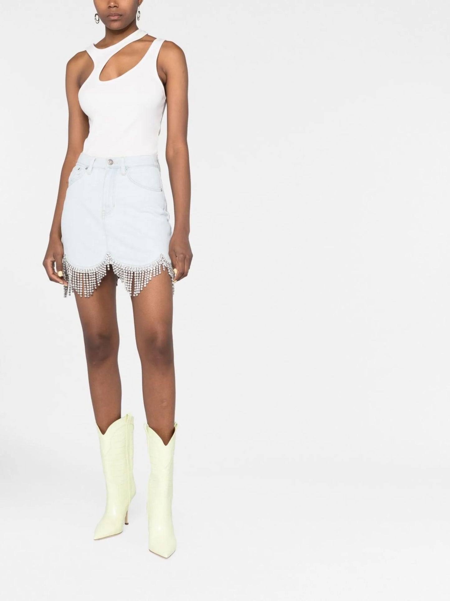 crystal-embellished scallop-trim skirt