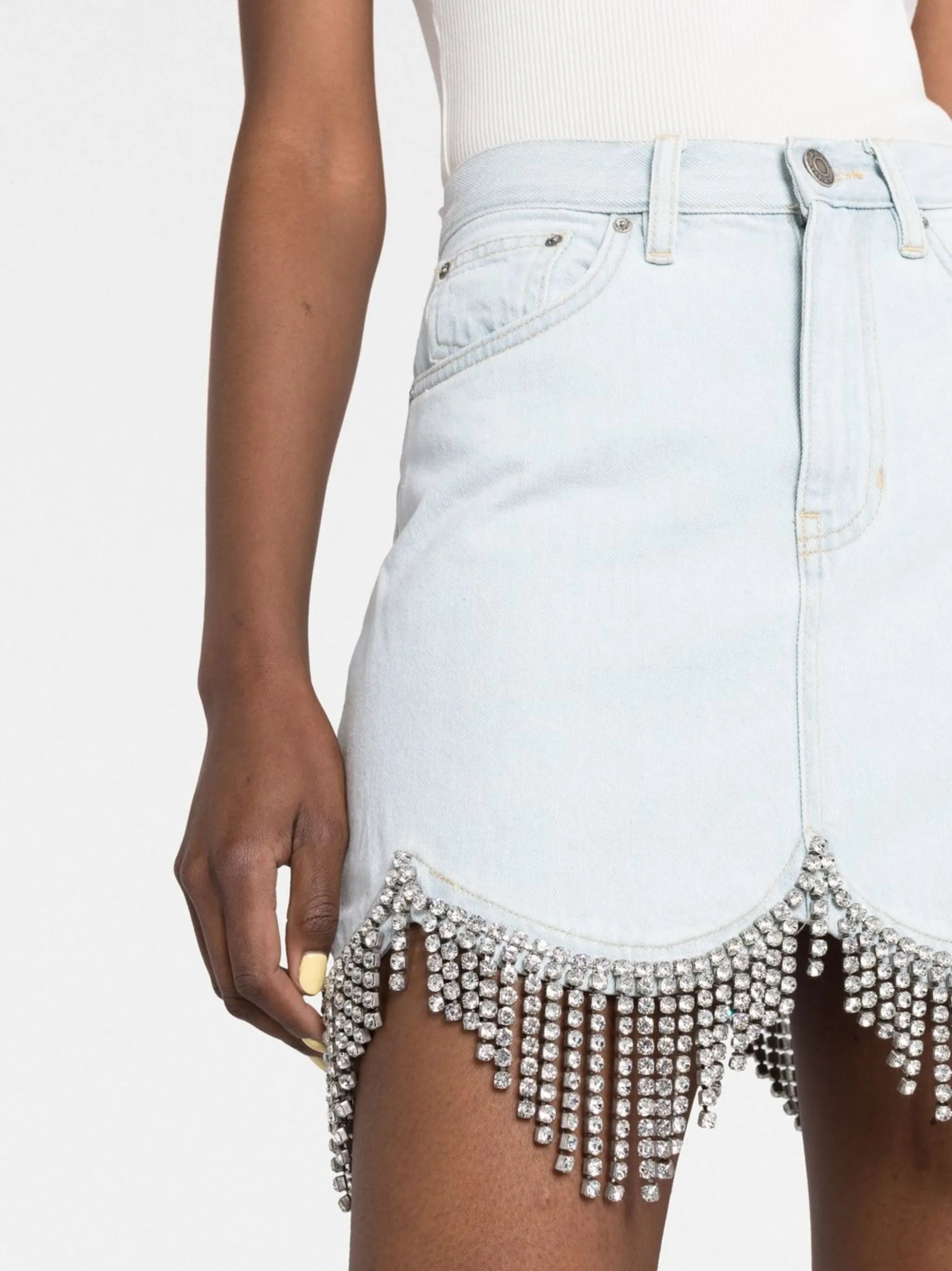 crystal-embellished scallop-trim skirt