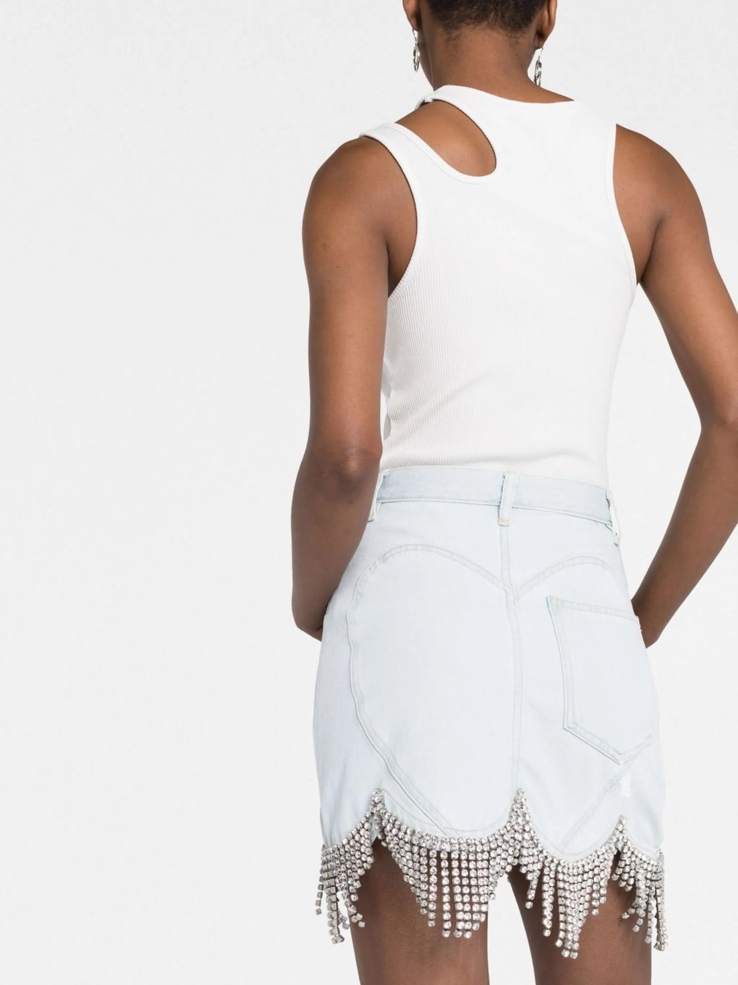 crystal-embellished scallop-trim skirt