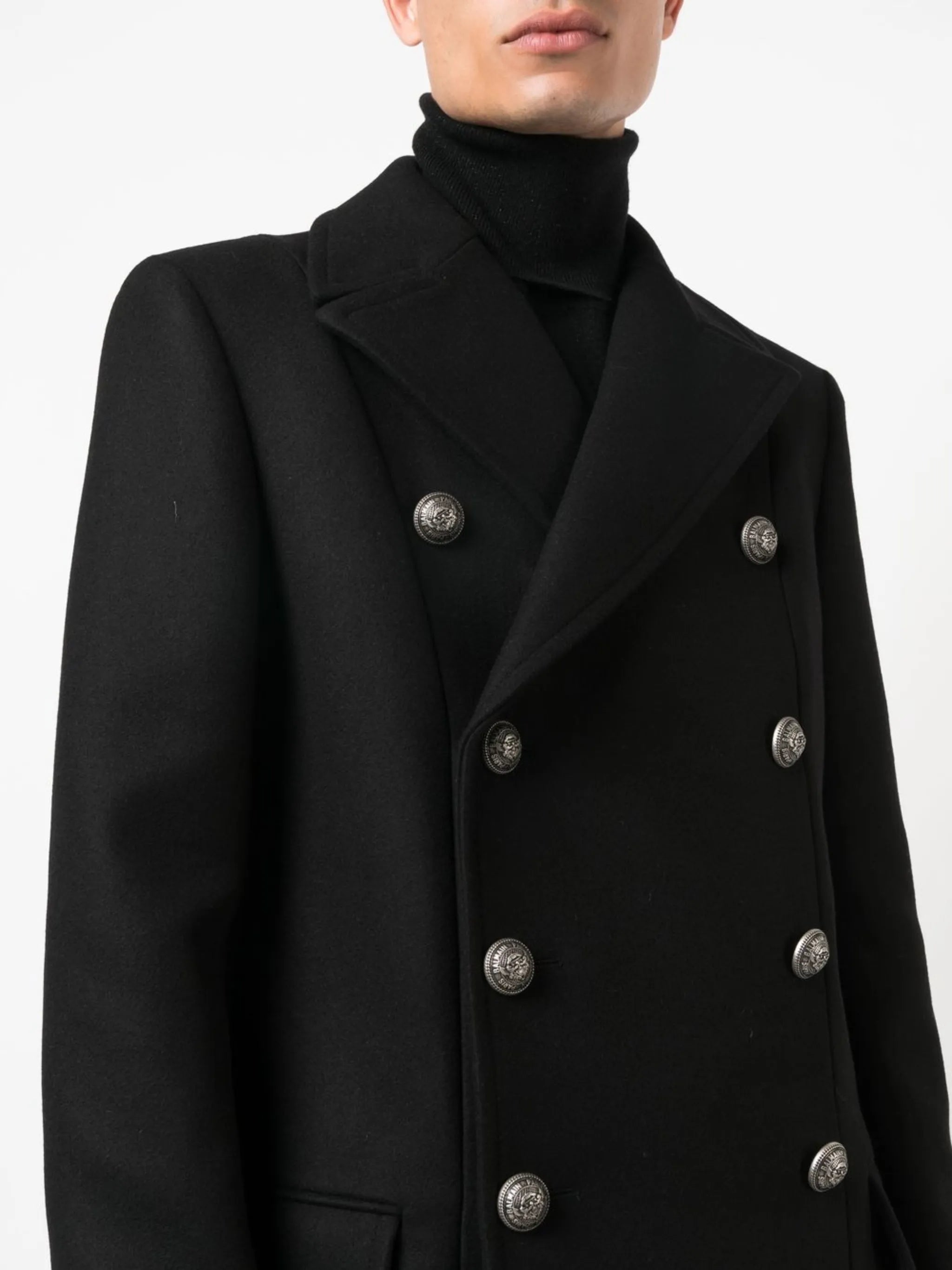 double-breasted virgin-wool coat