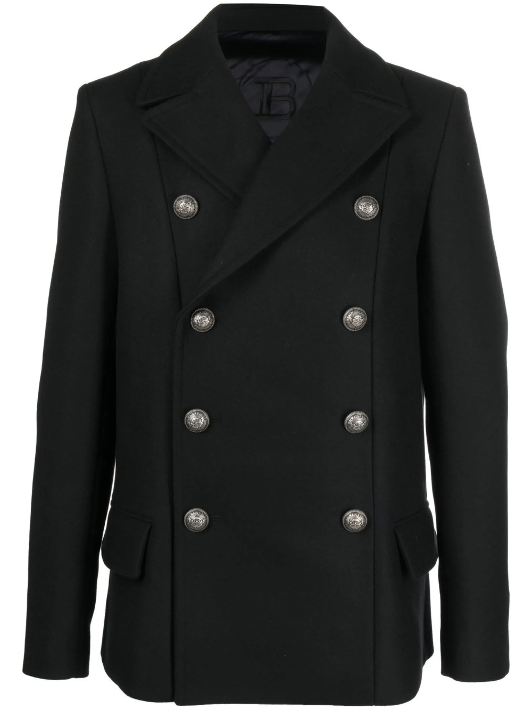 double-breasted virgin-wool coat
