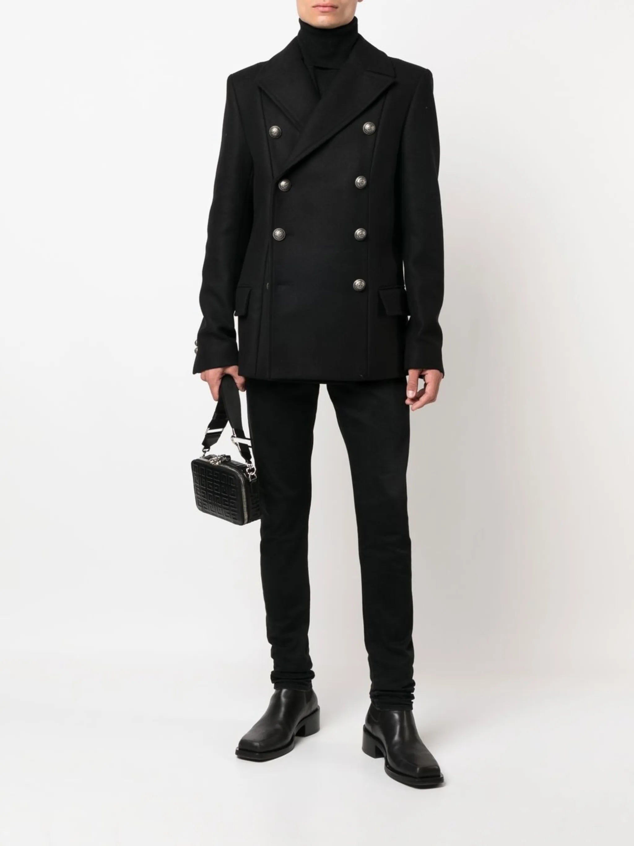 double-breasted virgin-wool coat