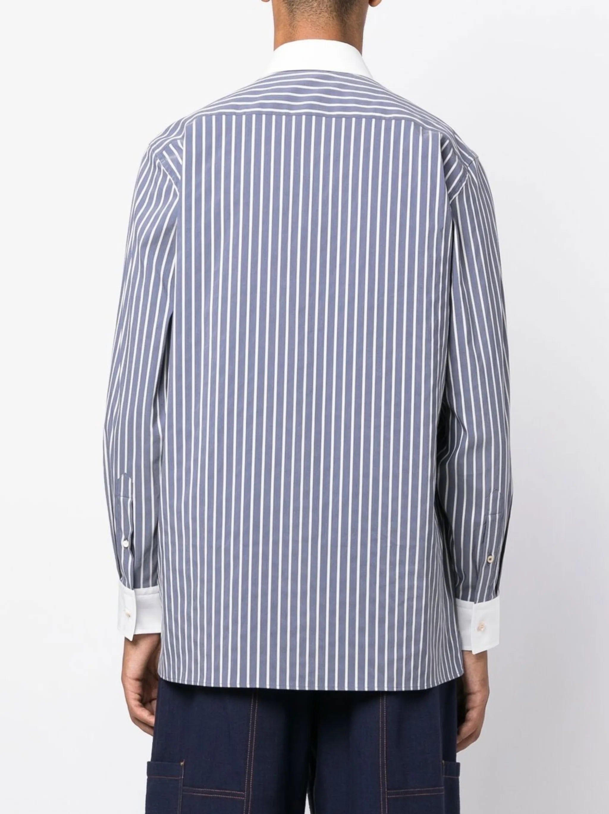striped button-up shirt