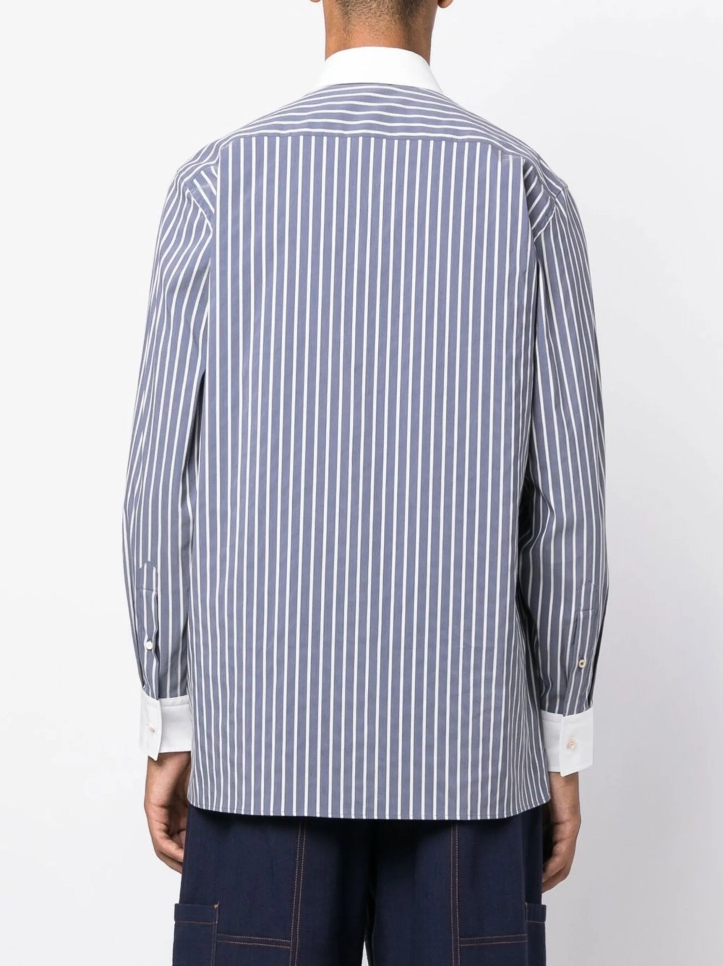 striped button-up shirt