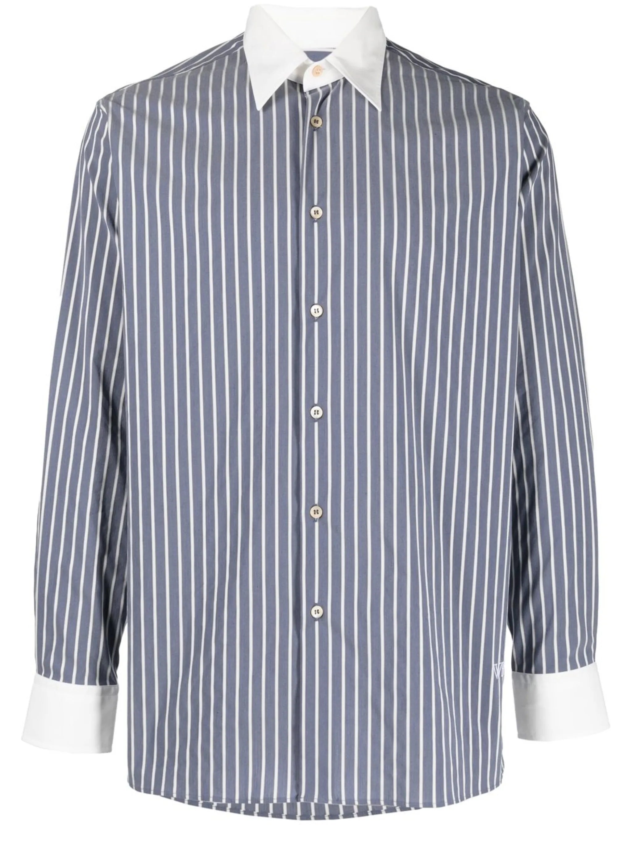striped button-up shirt