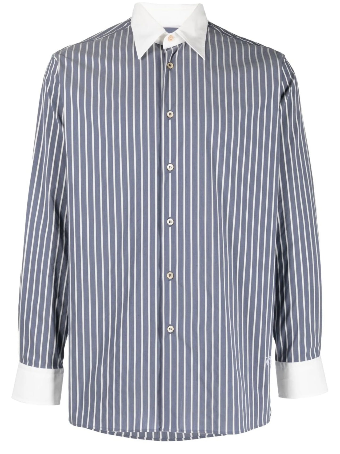striped button-up shirt