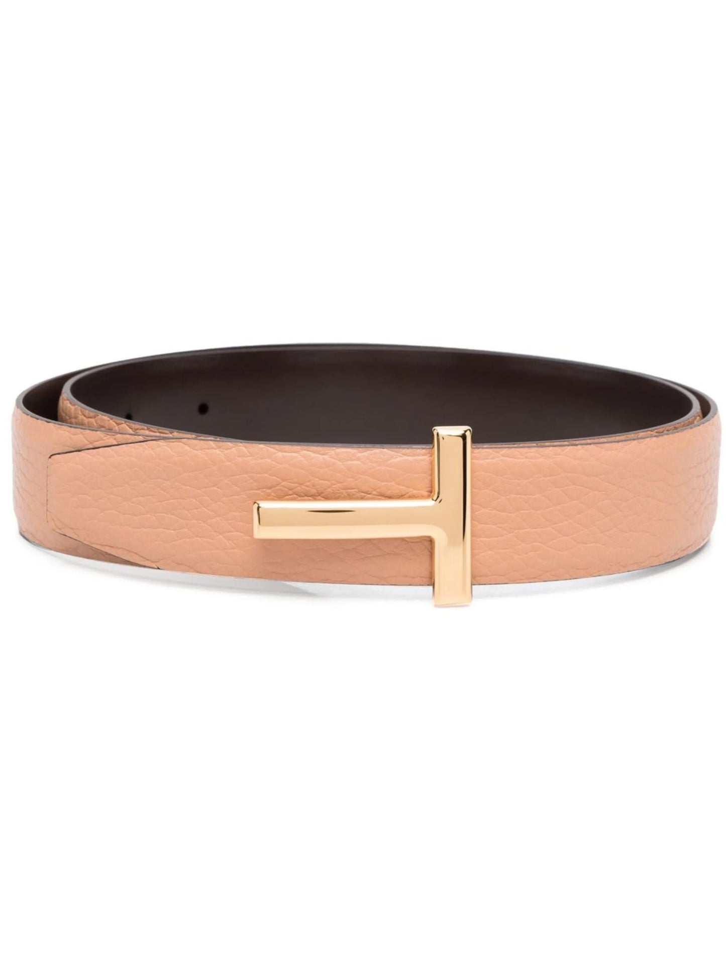T logo-buckle reversible belt