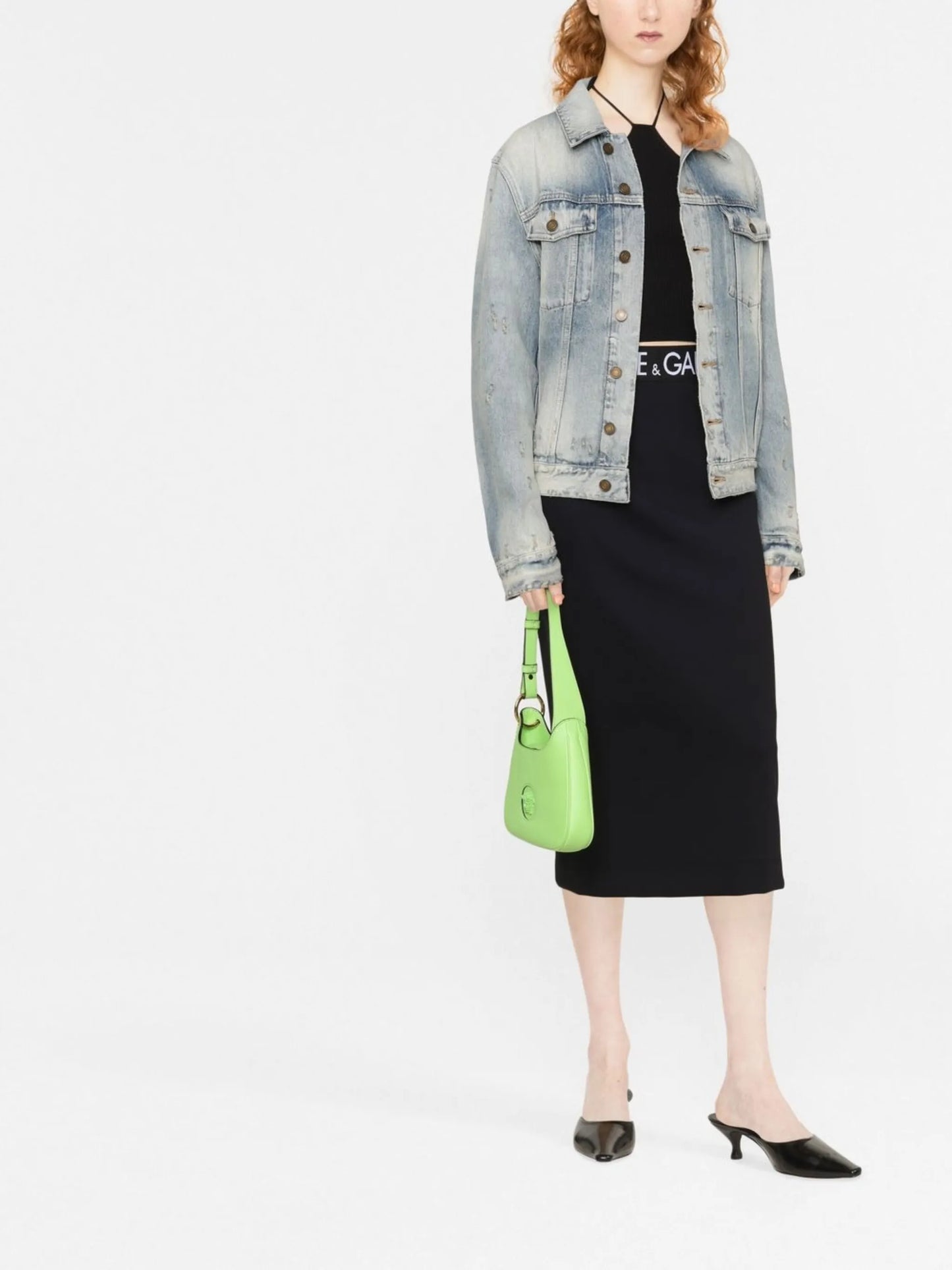 logo-waistband midi skirt