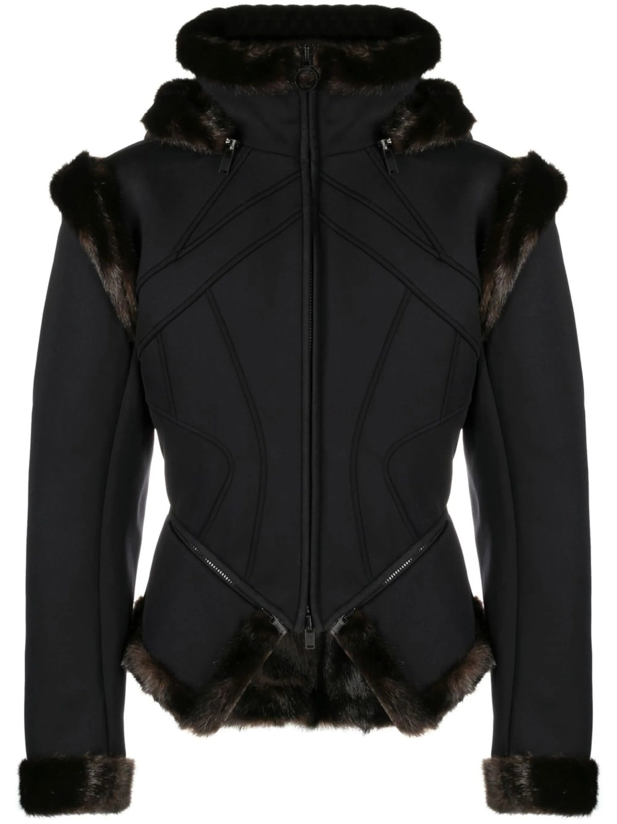 faux fur-trim scuba jacket