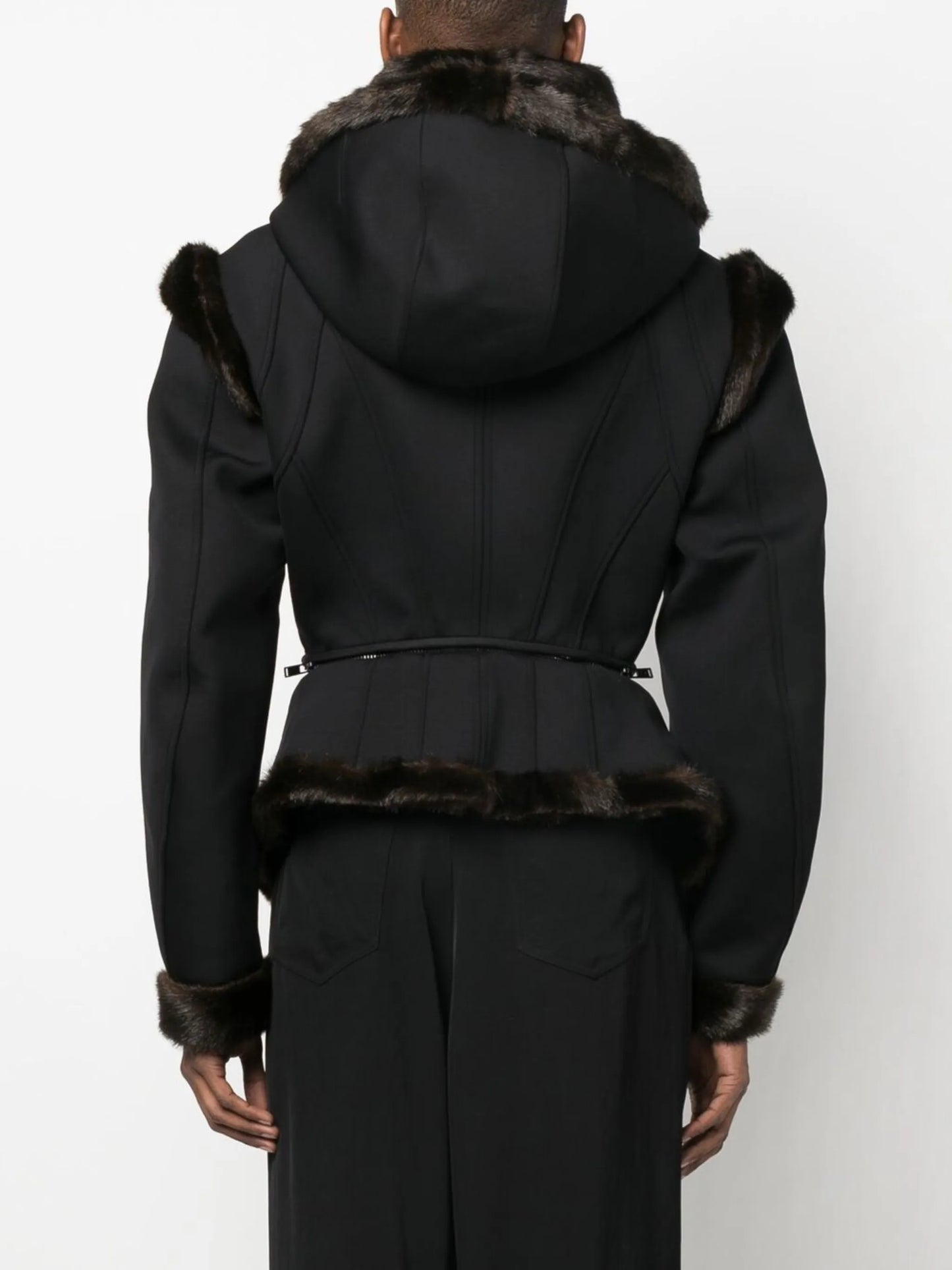 faux fur-trim scuba jacket