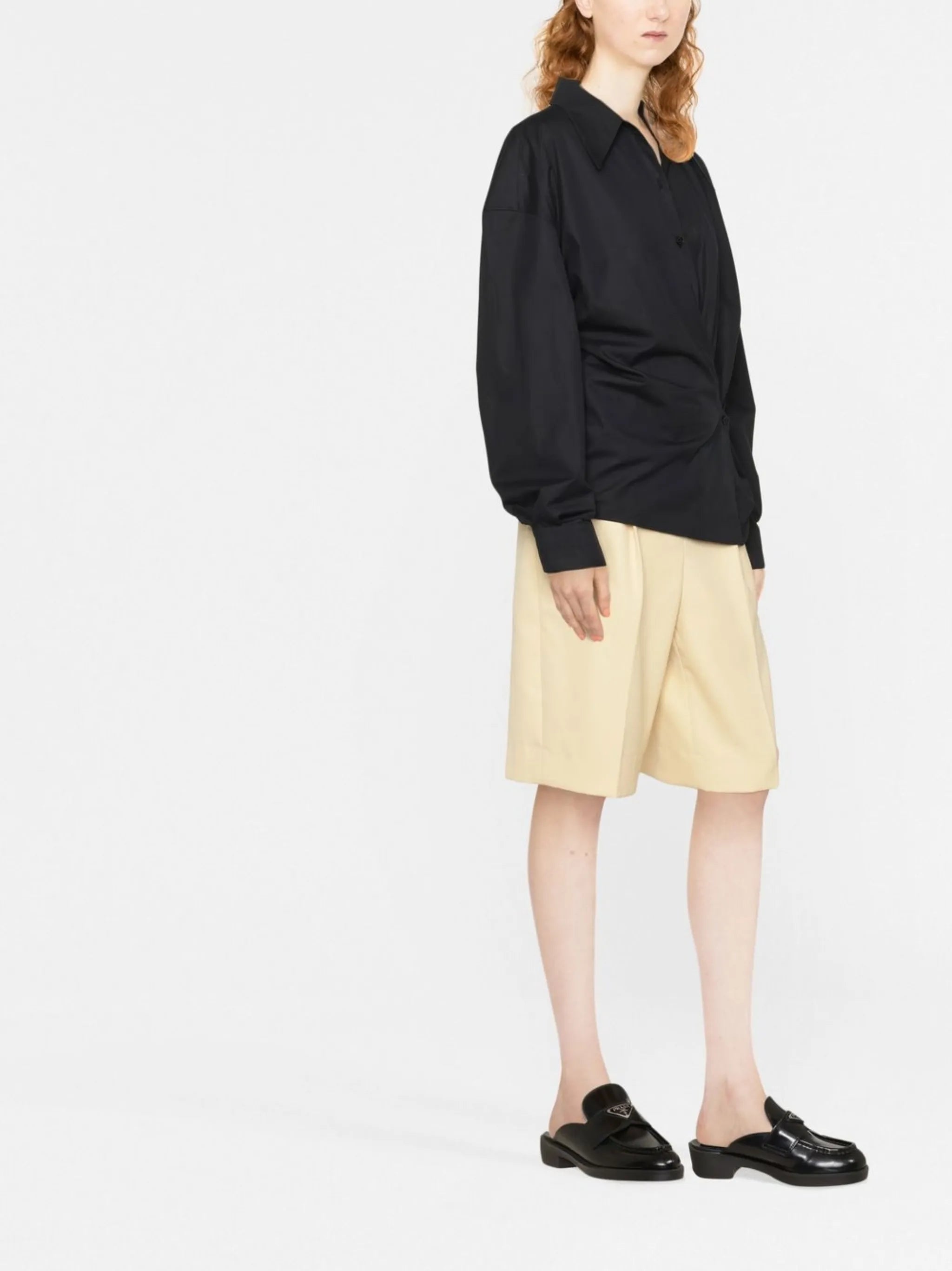 asymmetric poplin shirt