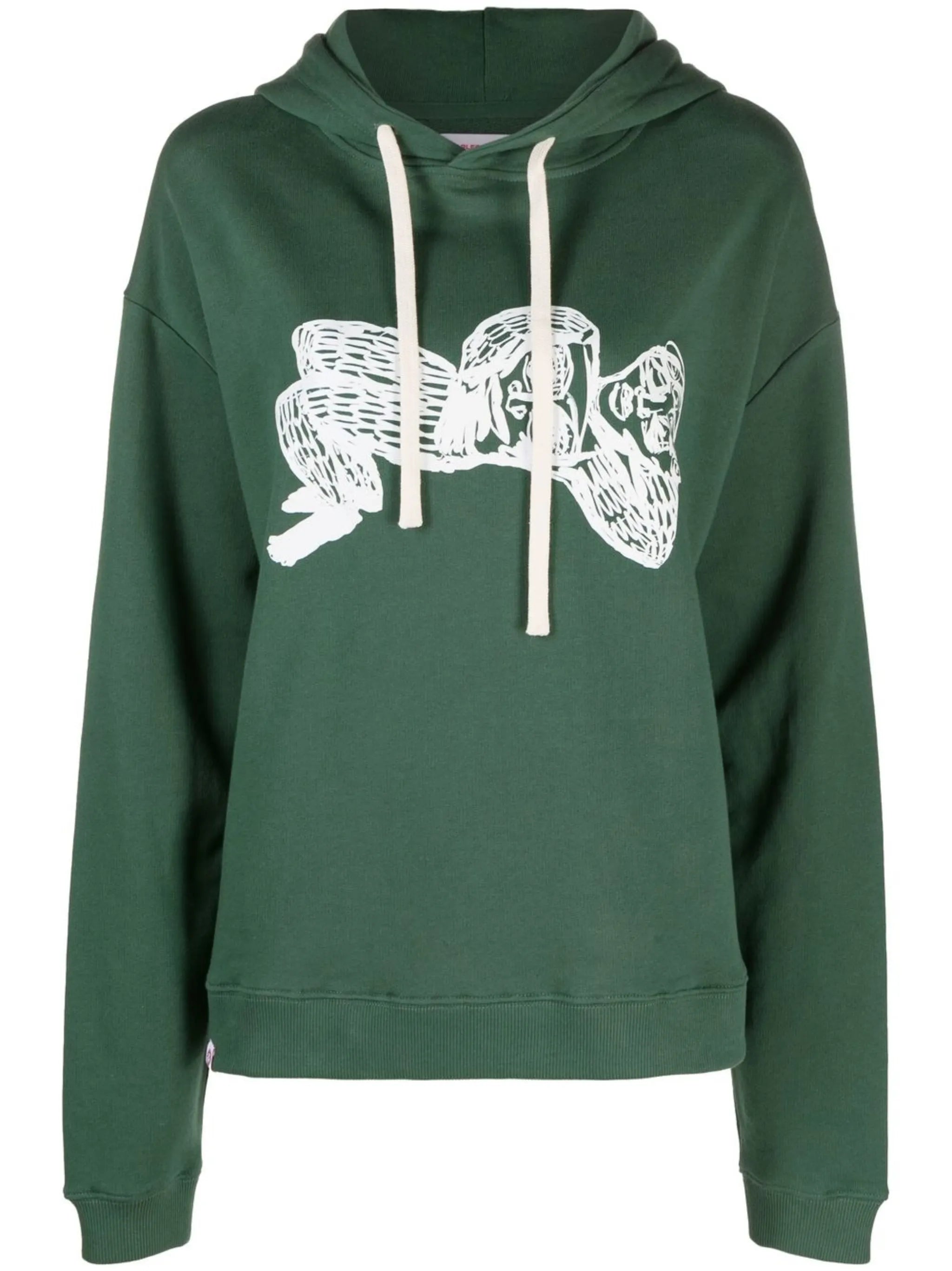 illustration-print animal-ear hoodie